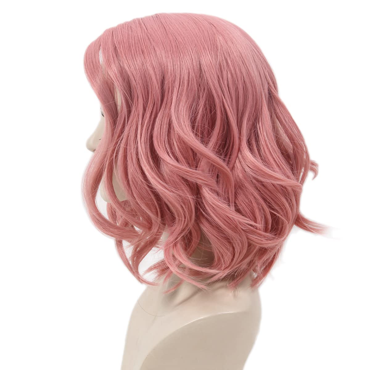 STfantasy Short Pink Wavy Synthetic Wig - Heat Resistant Women's Costume Hair for Cosplay, Fancy Dress, Halloween & Carnival Parties | Perfect for Costume Events, Themed Parties & Cosplay Conventions