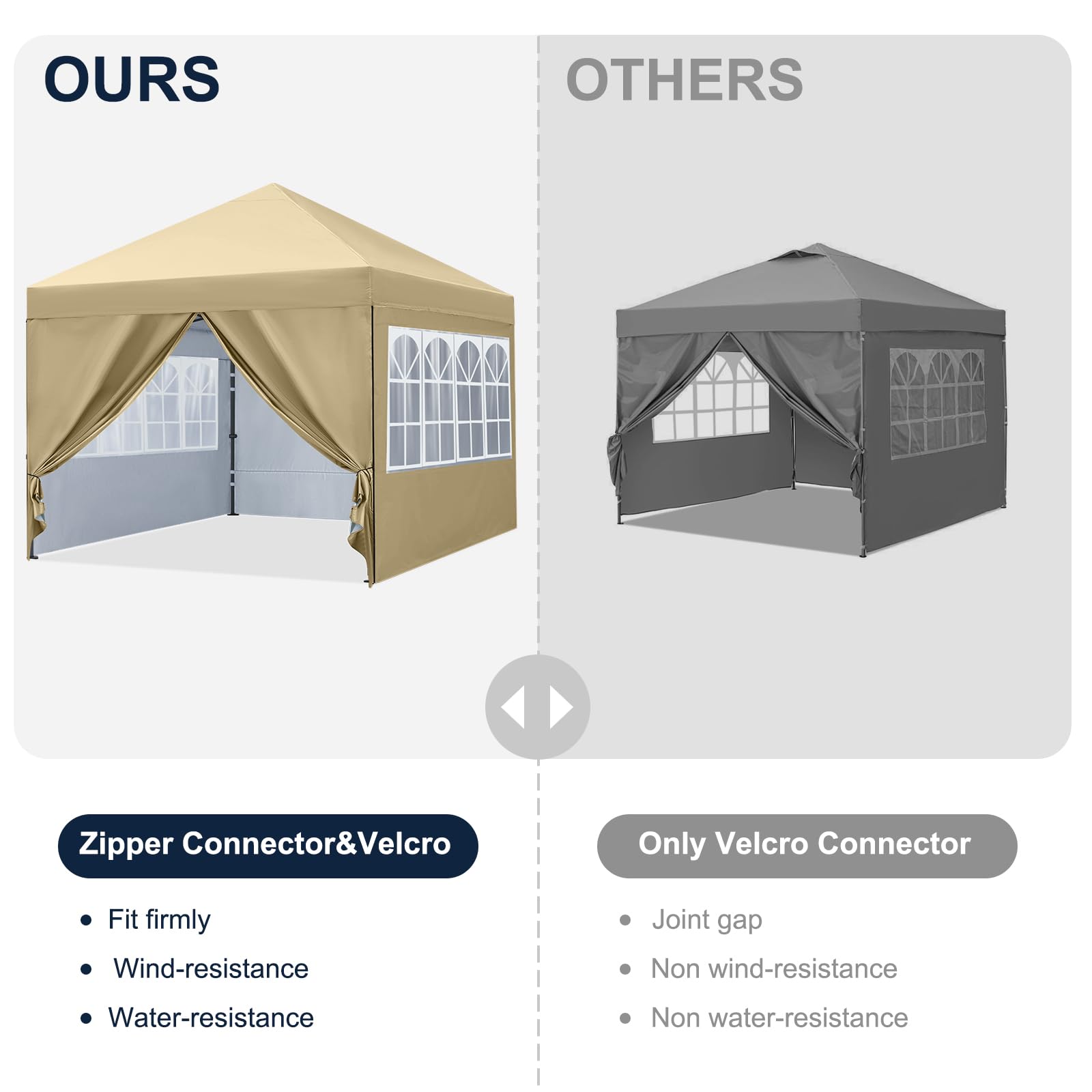 COOSHADE 8x8 Ft Pop Up Canopy Tent with Elegant Church Windows - Instant Folding Portable Shelter for Outdoor Events, Parties, Weddings, BBQ & Catering - Waterproof & UV Protection (Beige) | Perfect for Backyard Gatherings, Beach Picnics, Church Functions & Market Stalls