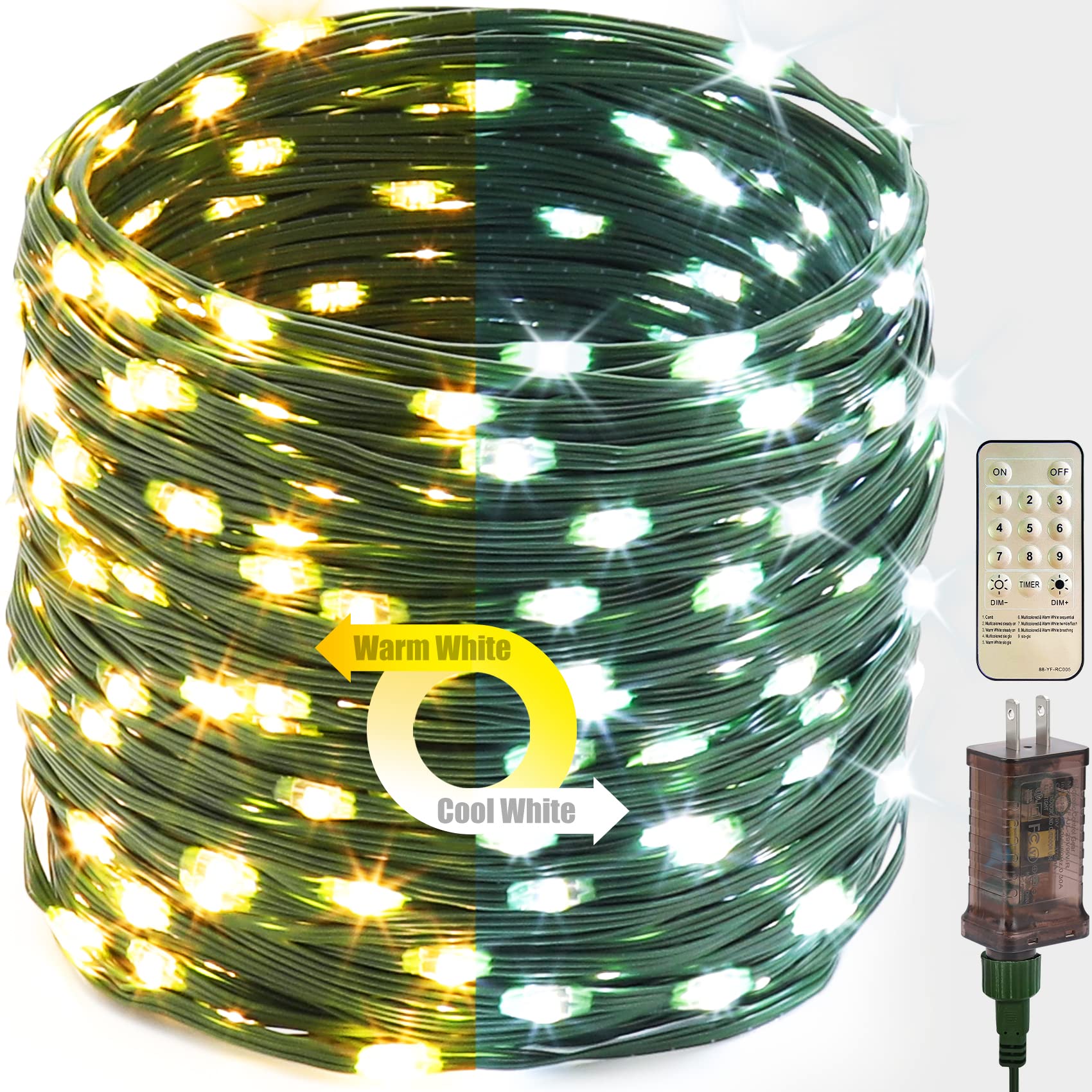 QUWIN 175Ft 500 LED Waterproof Outdoor Christmas String Lights - 9 Color Changing Modes, Connectable Fairy Lights with Timer & Remote Control for Indoor/Outdoor Use - Perfect for Christmas Decorations, Patio Lighting, Garden Parties & Wedding Events