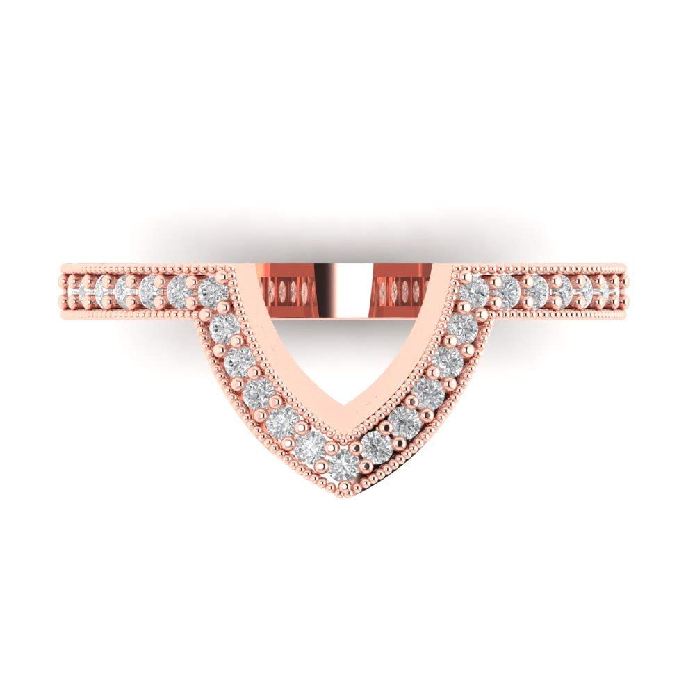 0.25 Carat Brilliant Round Cut Simulated Diamond 14k Rose Gold Stackable Wedding Band Ring - Perfect for Anniversary Gifts, Bridal Jewelry & Everyday Elegance