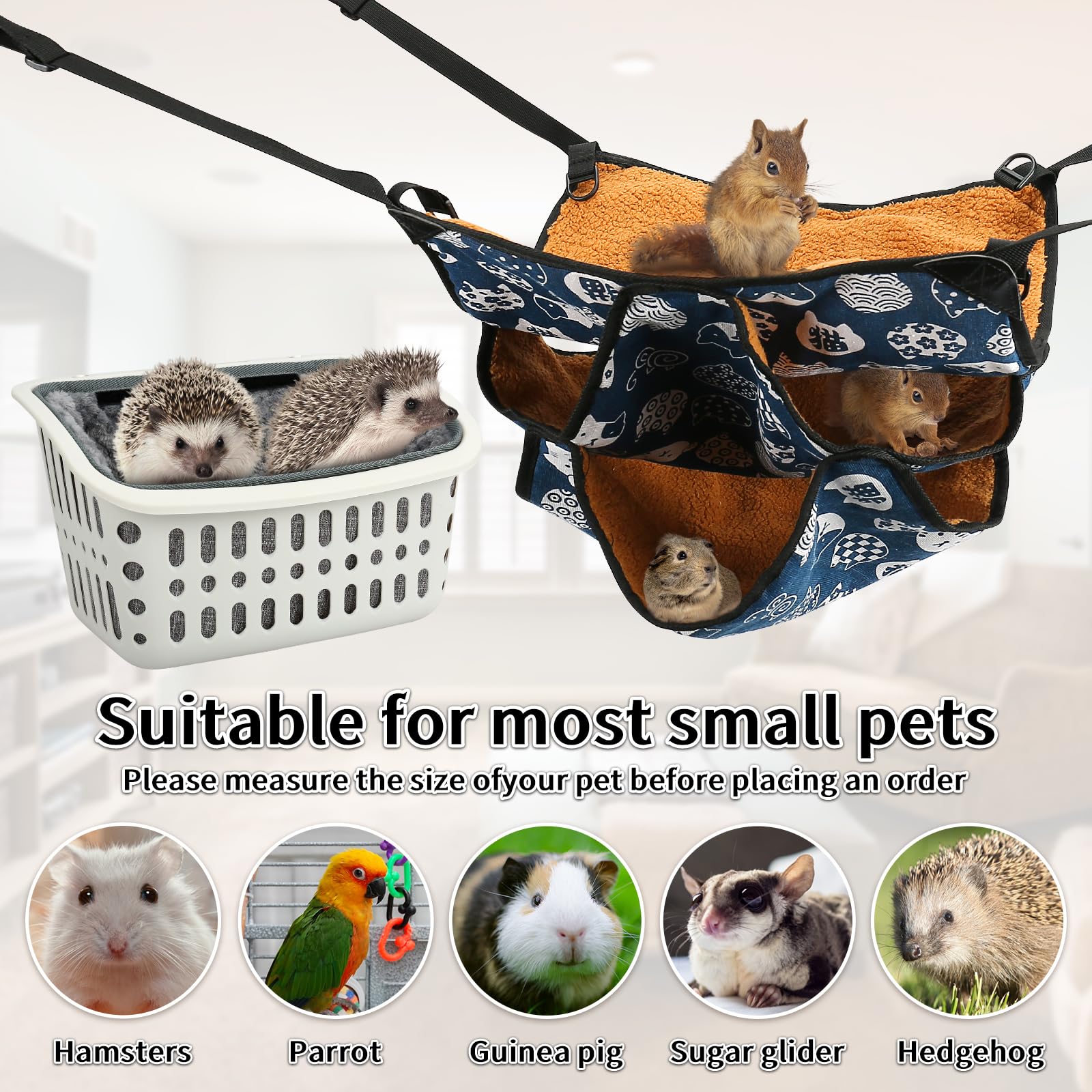 2PCS Guinea Pig & Rat Bed Hammock for Cage - Soft Hanging Small Animal Bed with Hideout - Perfect for Chinchillas, Mice & Pet Rats - Cage Accessories for Cozy Sleeping & Playtime