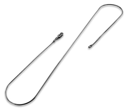 Black Rhodium Plated Sterling Silver 8-Sided Snake Chain 1MM Thin Dainty Necklace for Women - Perfect for Layering, Everyday Wear & Gift Giving
