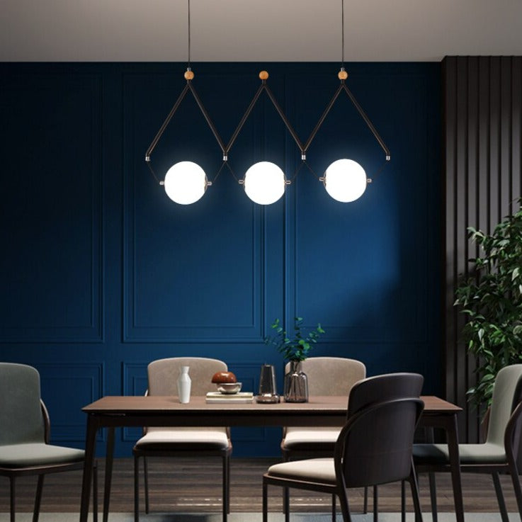 Black and Gold Globe LED Glass Ball Hanging Light - Modern Chandelier for Living Room, Bedroom, Dining Room & Office Decor