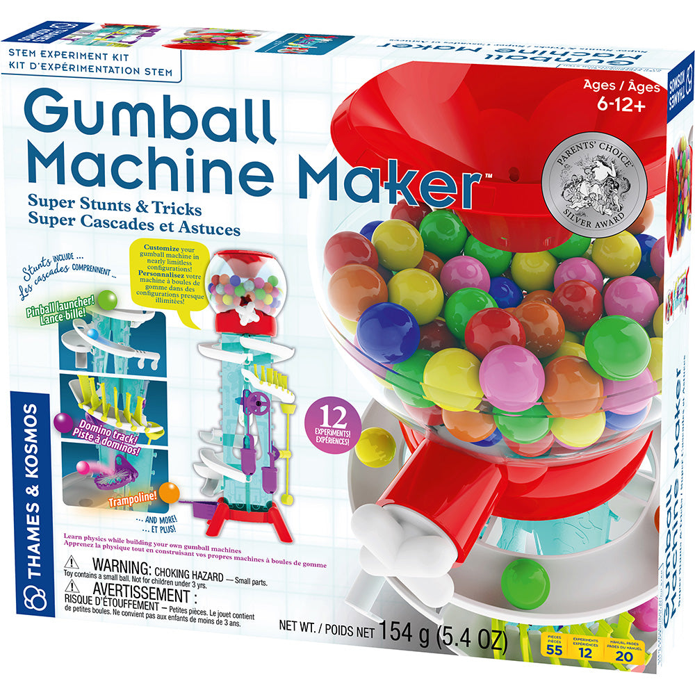 Super Stunts & Tricks 2L Gumball Machine Maker - Fun Candy Dispenser for Kids, Parties & Arcade Games (English/French)