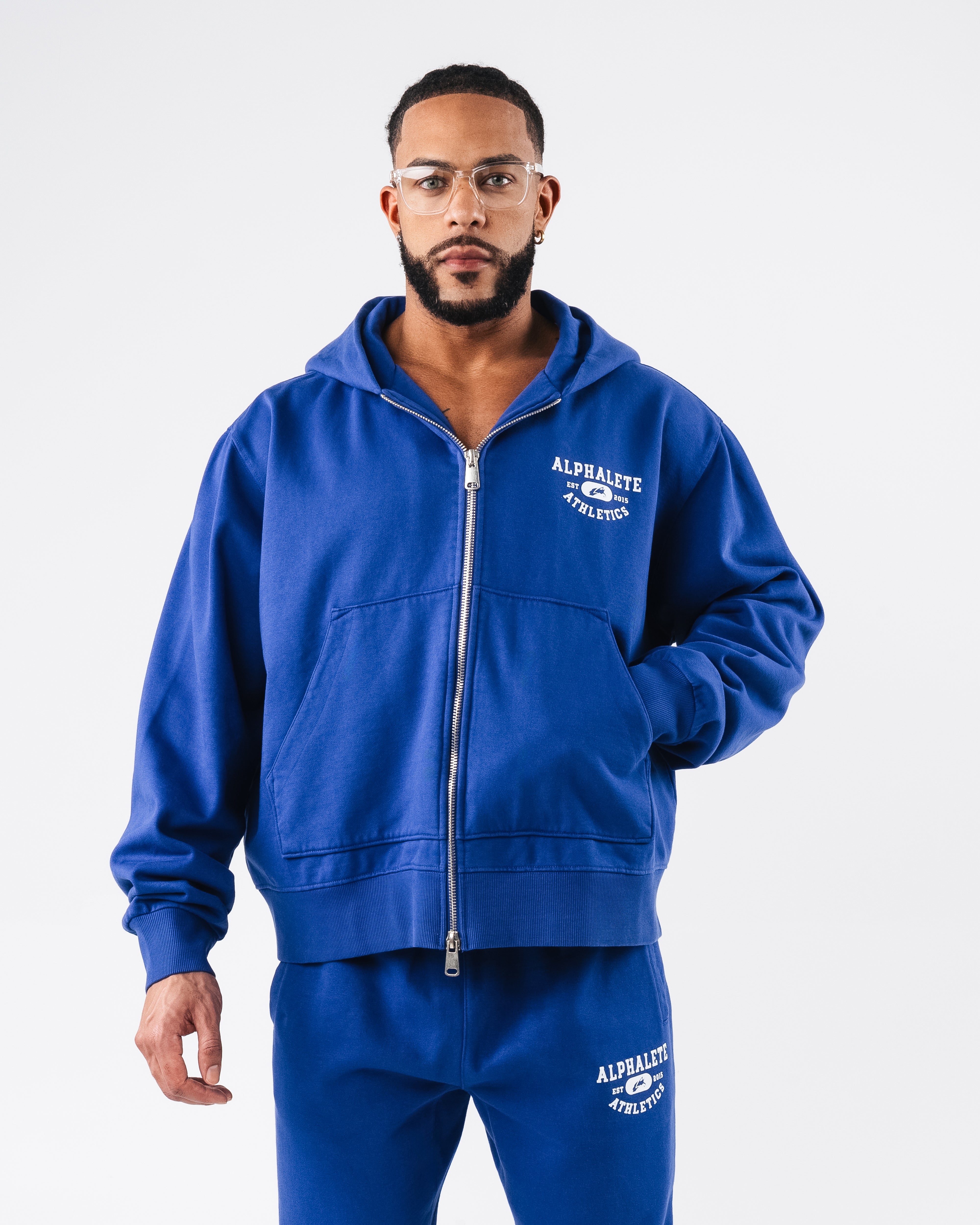 Vintage Zip-Up Varsity Jacket in Blue - Retro Style for Men & Women - Perfect for Casual Wear, Sports, and Street Fashion