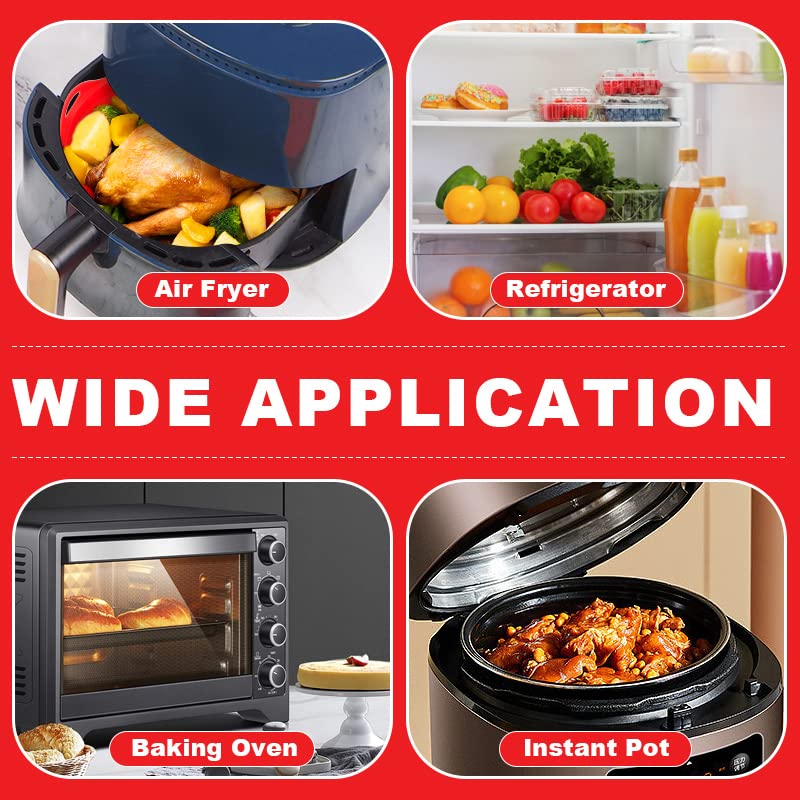 2-Pack Reusable 7.5 Inch Silicone Air Fryer Liners for 3-5 QT Air Fryers - Non-Stick, Food Grade, Dishwasher Safe - Perfect for Roasting, Baking & Frying Chicken Wings, French Fries & Vegetables