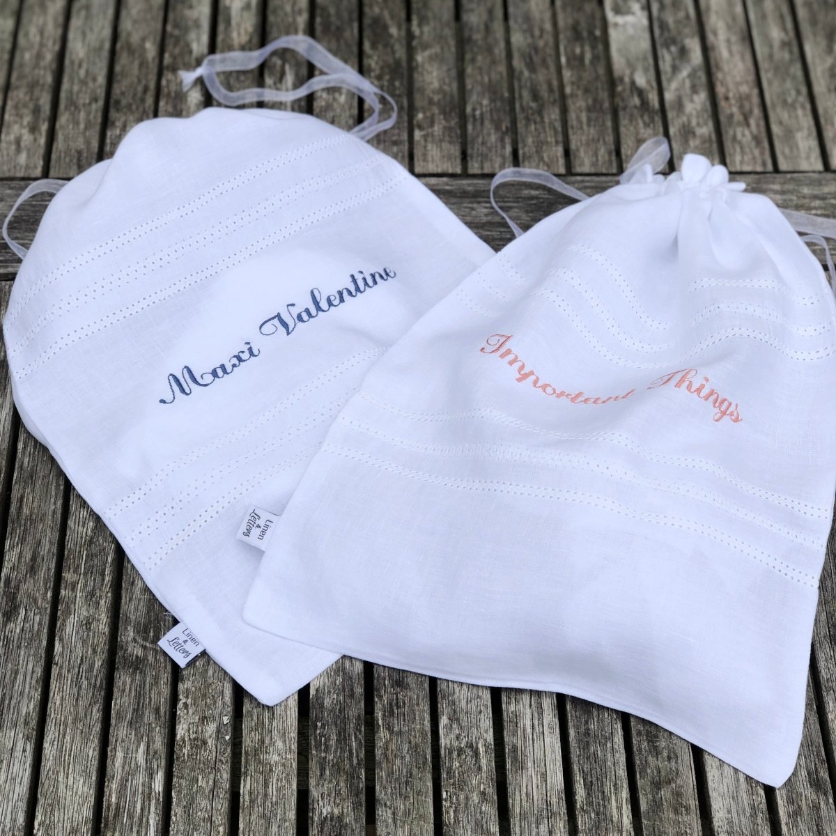 Personalized Embroidered Linen Laundry Bag with Drawstring Closure - Perfect for College Dorms, Travel & Delicate Garment Storage