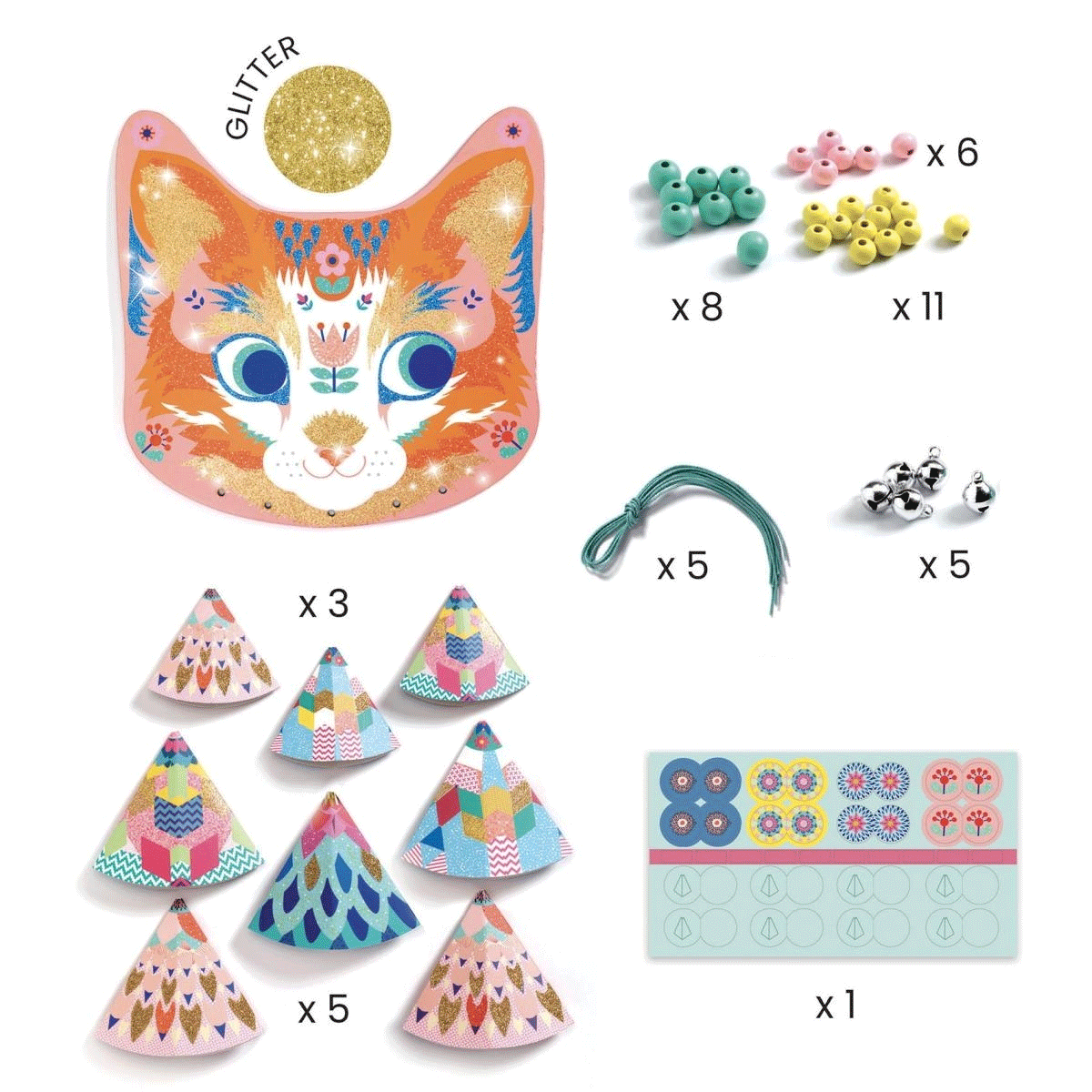DIY Kitty Wind Chime Craft Kit by Djeco - Handmade Cat-Themed Garden Decor for Kids & Adults - Perfect for Outdoor Patio, Backyard, and Home Decoration