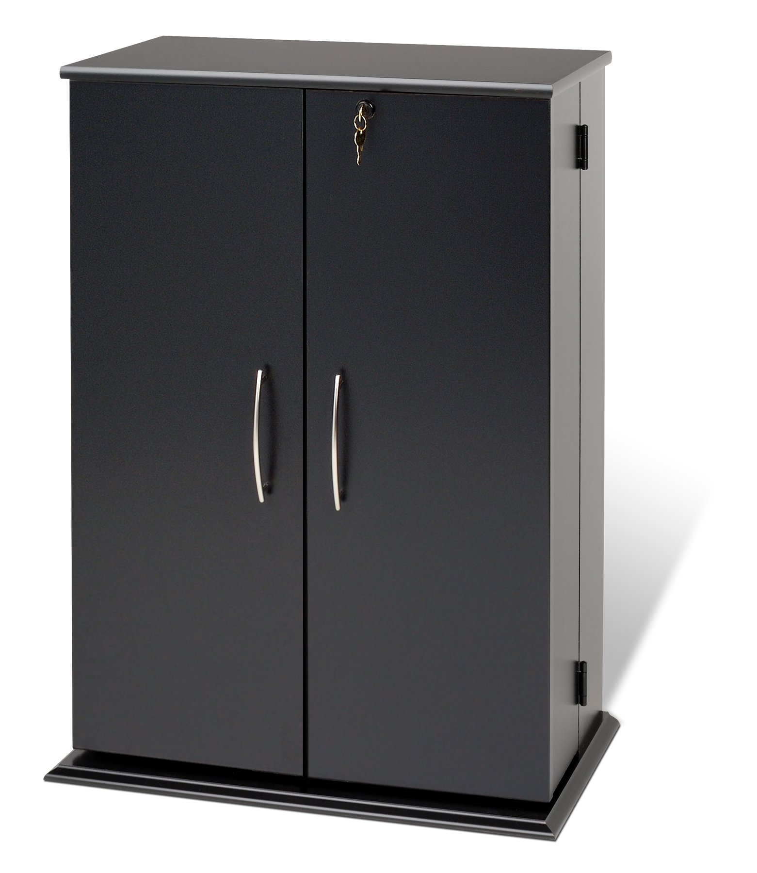 Prepac Black Locking Media Storage Cabinet - Secure DVD, CD, and Video Game Organizer for Home, Office, or Entertainment Room