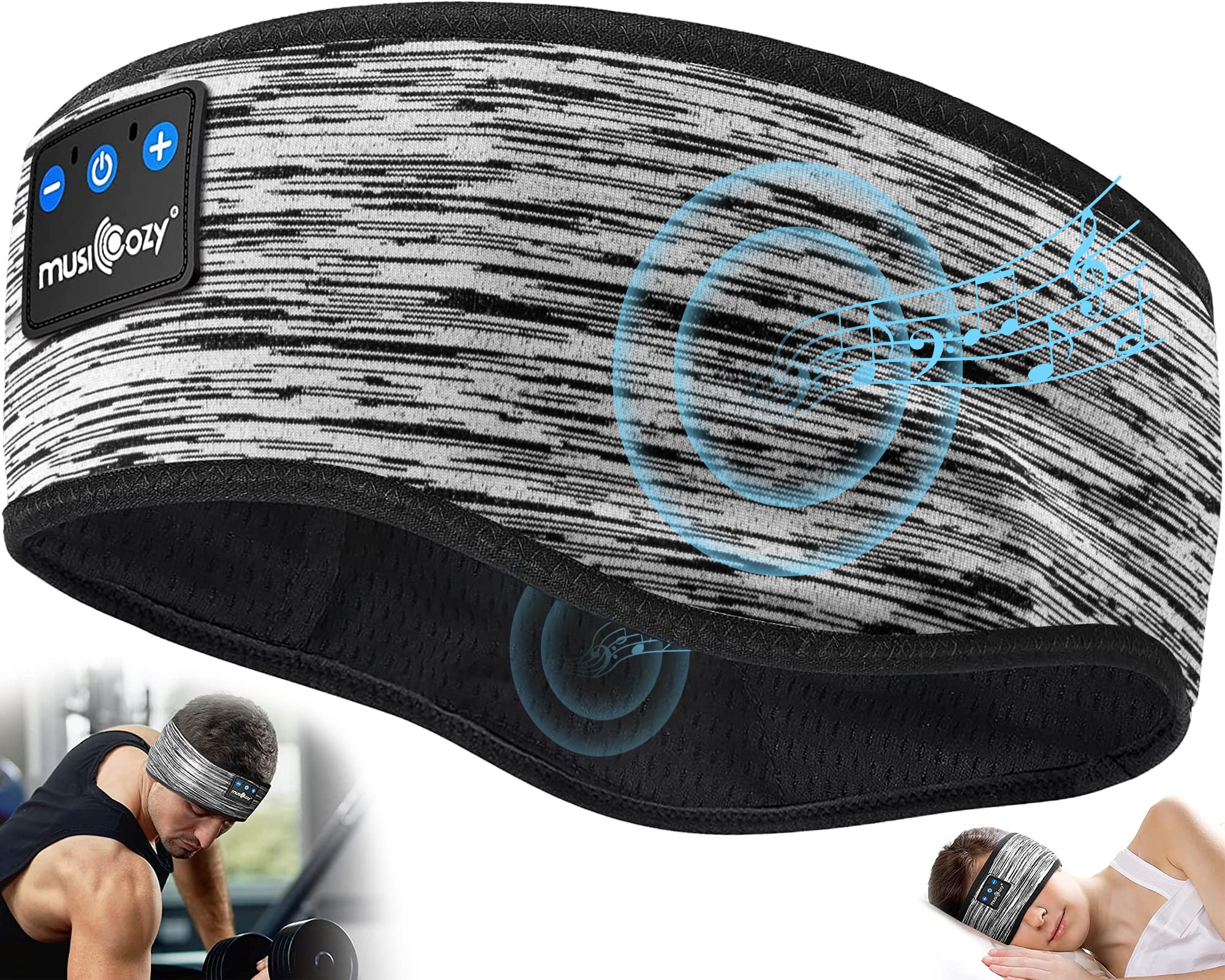 Musicozy Bluetooth Sleep Headband with Hard Storage Case - Wireless Headphones for Sleeping, HD Stereo Sound, Comfortable for Sports, Travel & Relaxation - Perfect for Yoga, Meditation & Nighttime Use