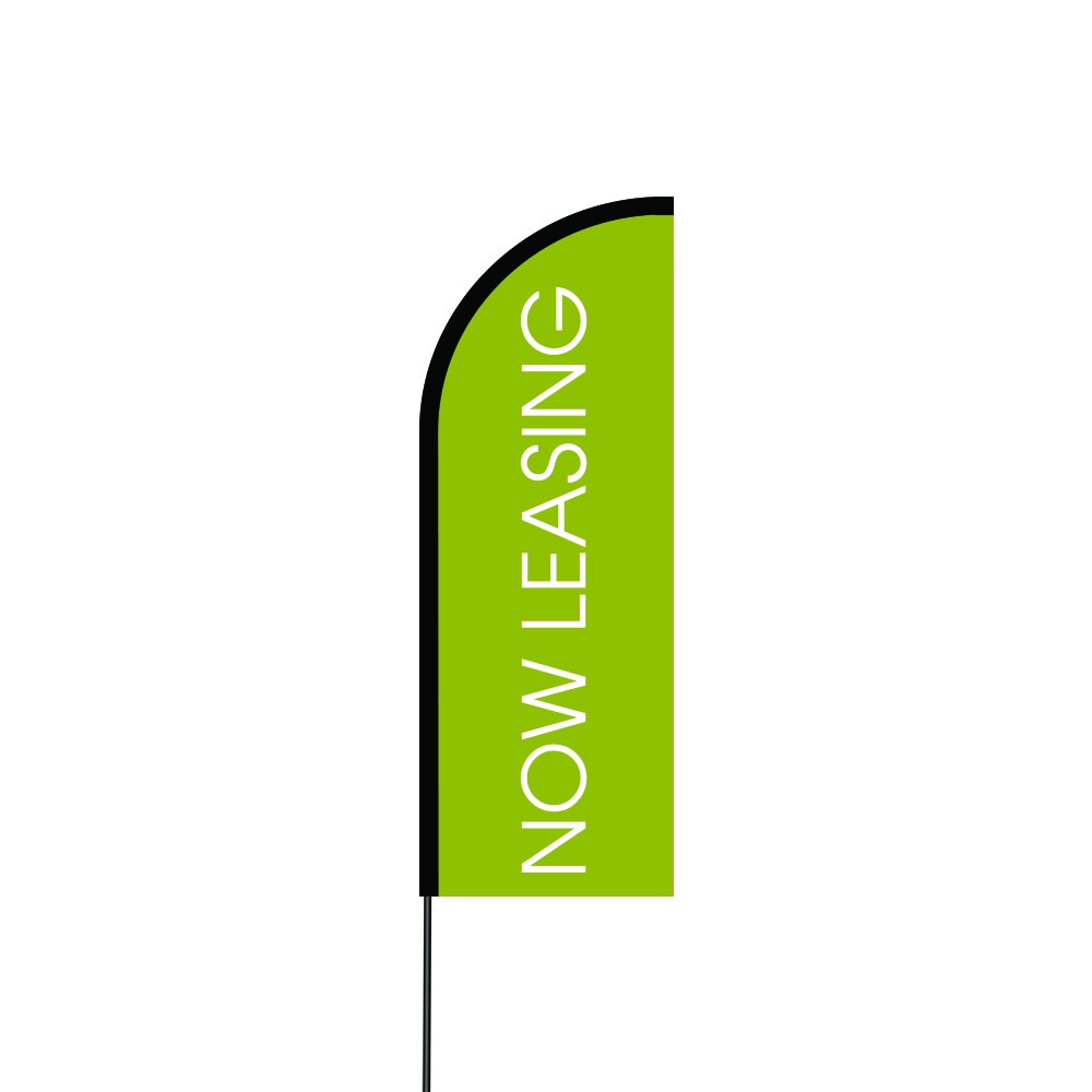 Premium Outdoor Advertising Flex Banner & Swooper Feather Flag Kit - 14ft Carbon Composite Pole with Ground Spike/Mount - Perfect for Marketing, Trade Shows, Events & Business Promotions (Light Green) - Ideal for Retail Stores, Car Dealerships & Grand Openings