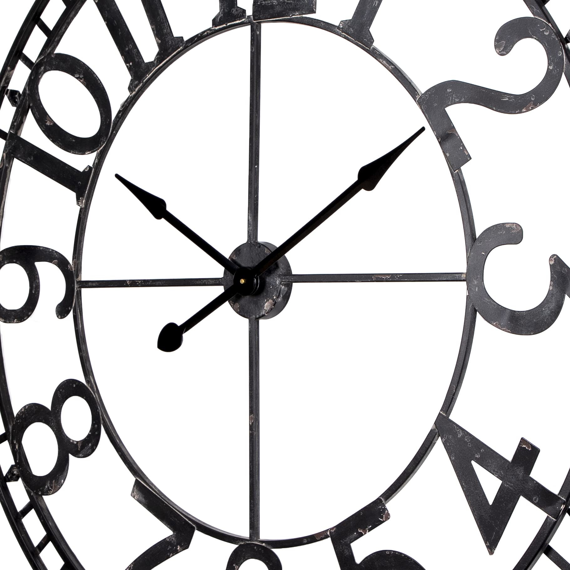 Industrial Wall Clock - Large Metal Clock for Living & Dining Room Decor (43.5