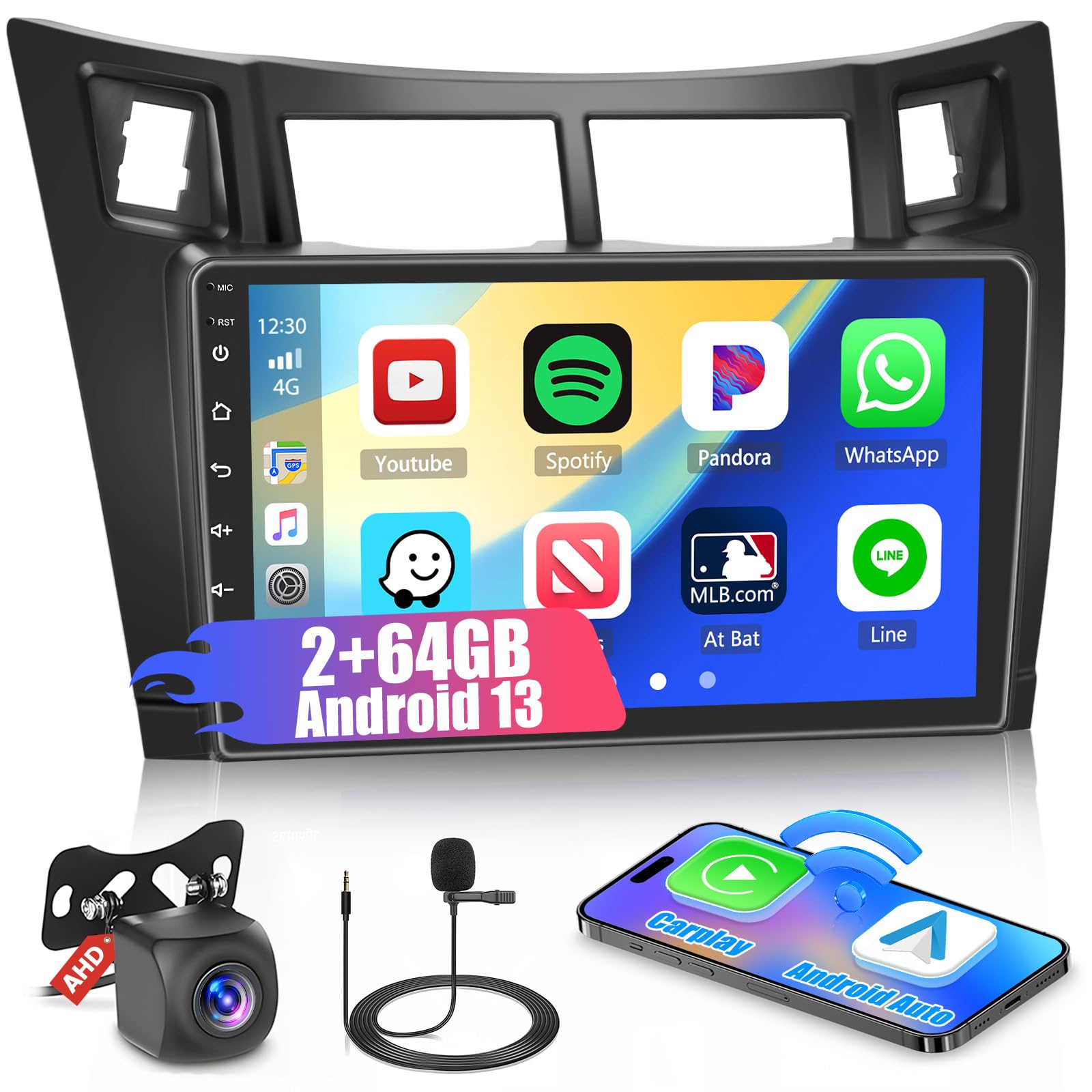 2G+64G Hikity Android 13 Car Stereo for Toyota Yaris 2008-2011 - 9