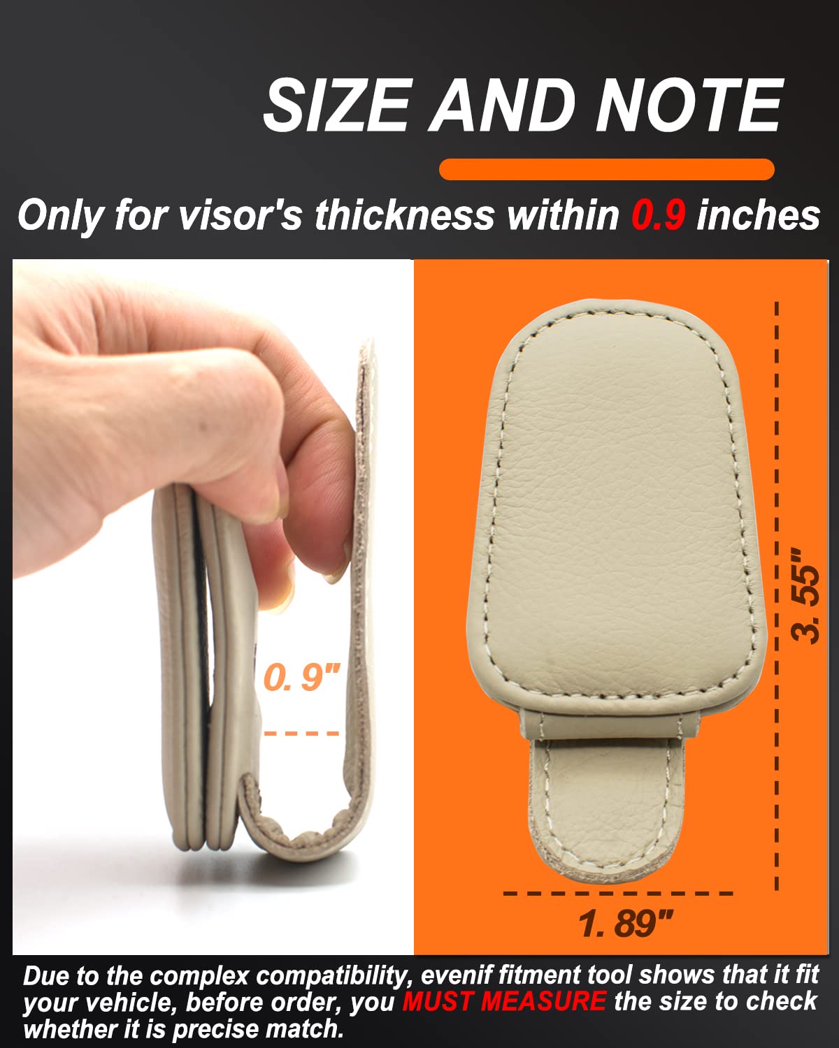 Magnetic Leather Sunglass Holder for Car Visor - Beige Car Interior Accessories | Eyeglass Hanger & Organizer for Sunglasses Storage | Perfect for Road Trips, Commuting & Daily Driving
