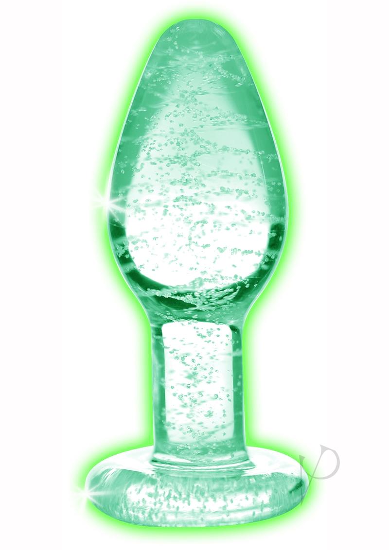 Glow in The Dark Glass Anal Plug - Small, Clear for Enhanced Sensation | Perfect for Nighttime Play & Sensual Exploration
