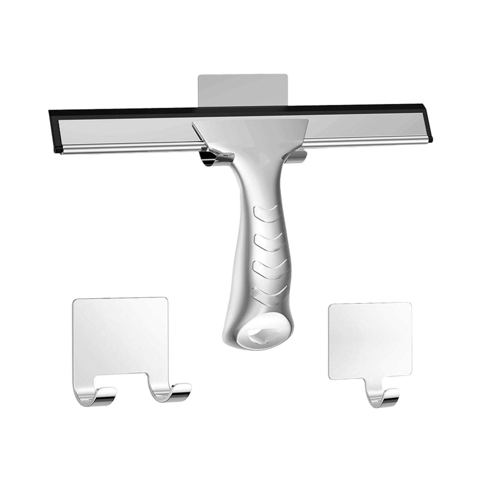 Premium Silicone Shower Squeegee with Hook - Stainless Steel Window Wiper for Glass Doors & Bathroom Mirrors - Ergonomic Handle for Easy Cleaning - Perfect for Bathroom, Car Windows & Home Use