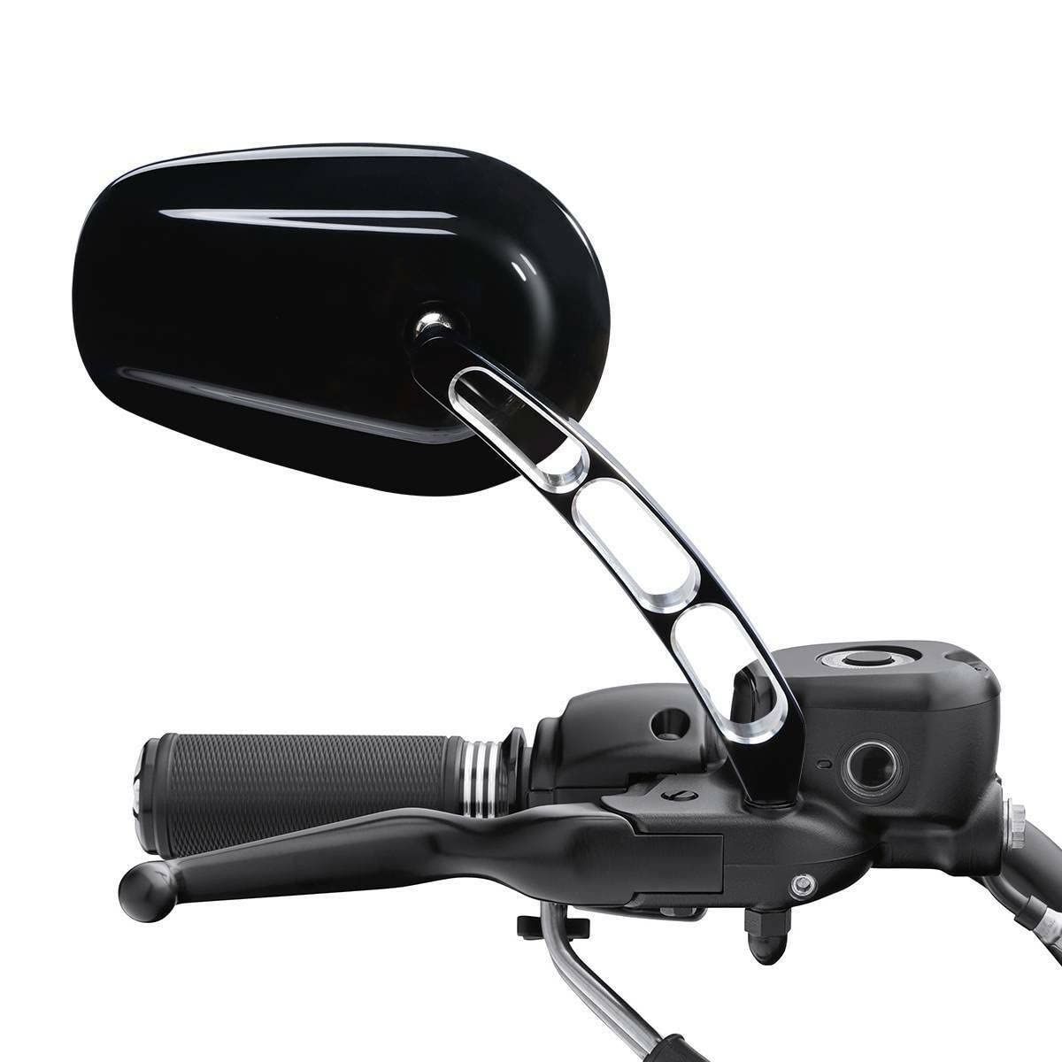 Black Hollow Rod Motorcycle Rear View Mirrors for Harley Davidson Sportster Softail Road Glide Electra Street Glide Road King Dyna Ultra Vrod (1982-2024) - Durable Touring Side Mirrors for Enhanced Safety & Style on Long Rides