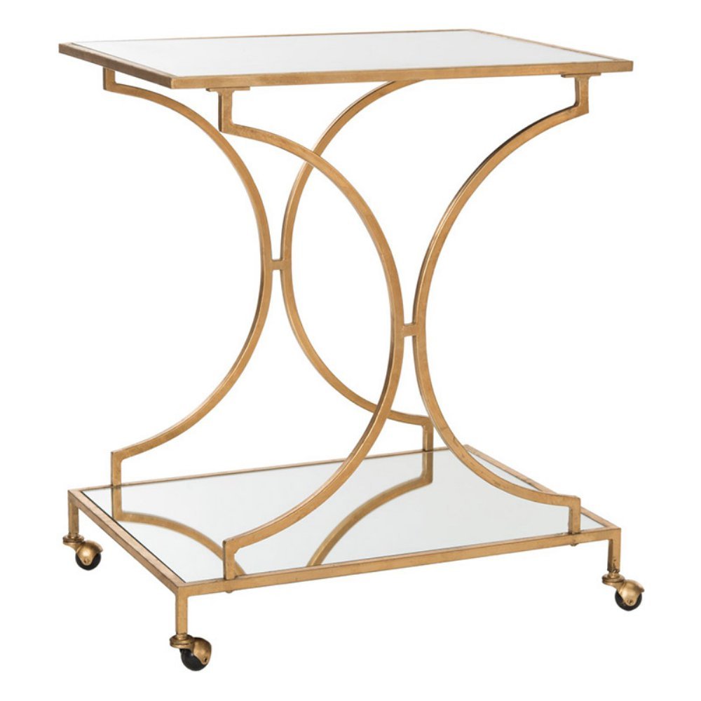 Safavieh Ignatius Silver Bar Cart - Modern Rolling Drink Trolley for Home Bar, Living Room, or Kitchen - Perfect for Cocktail Parties, Entertaining Guests, and Stylish Storage