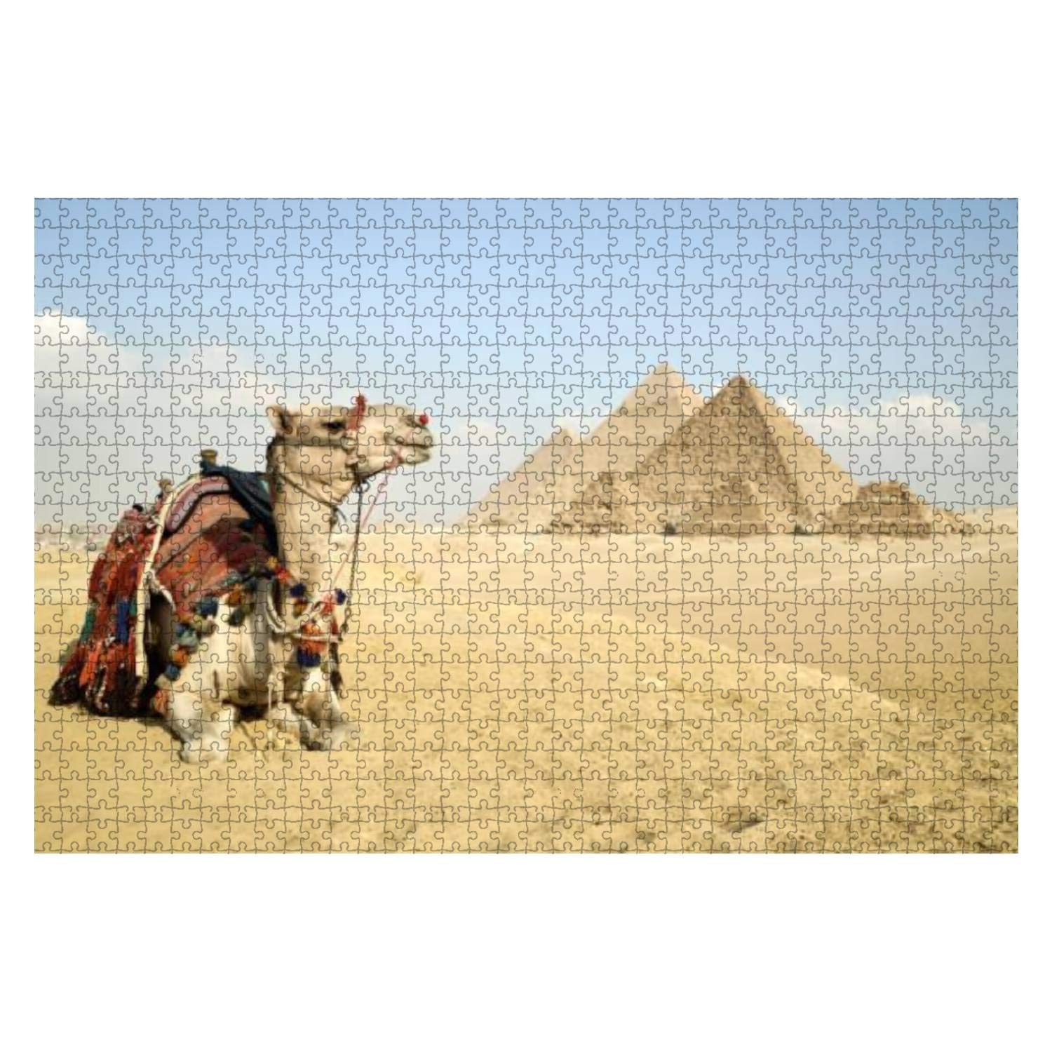 1000-Piece Wooden Jigsaw Puzzle - Panoramic View of The Pyramids from Giza Plateau, Cairo Egypt | Educational Puzzle Game for Kids & Adults | Stress Relief & Family Bonding Activity | Perfect for Home Decor, Classroom Learning & Gift Giving
