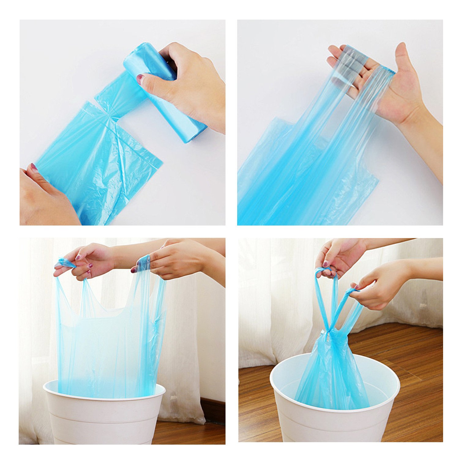 4 Gallon Handle Tie Trash Bags - 100 Count Small Garbage Bags for Office, Kitchen & Bedroom | Strong Colorful Waste Bin Liners | Perfect for Home, Office & Travel Use