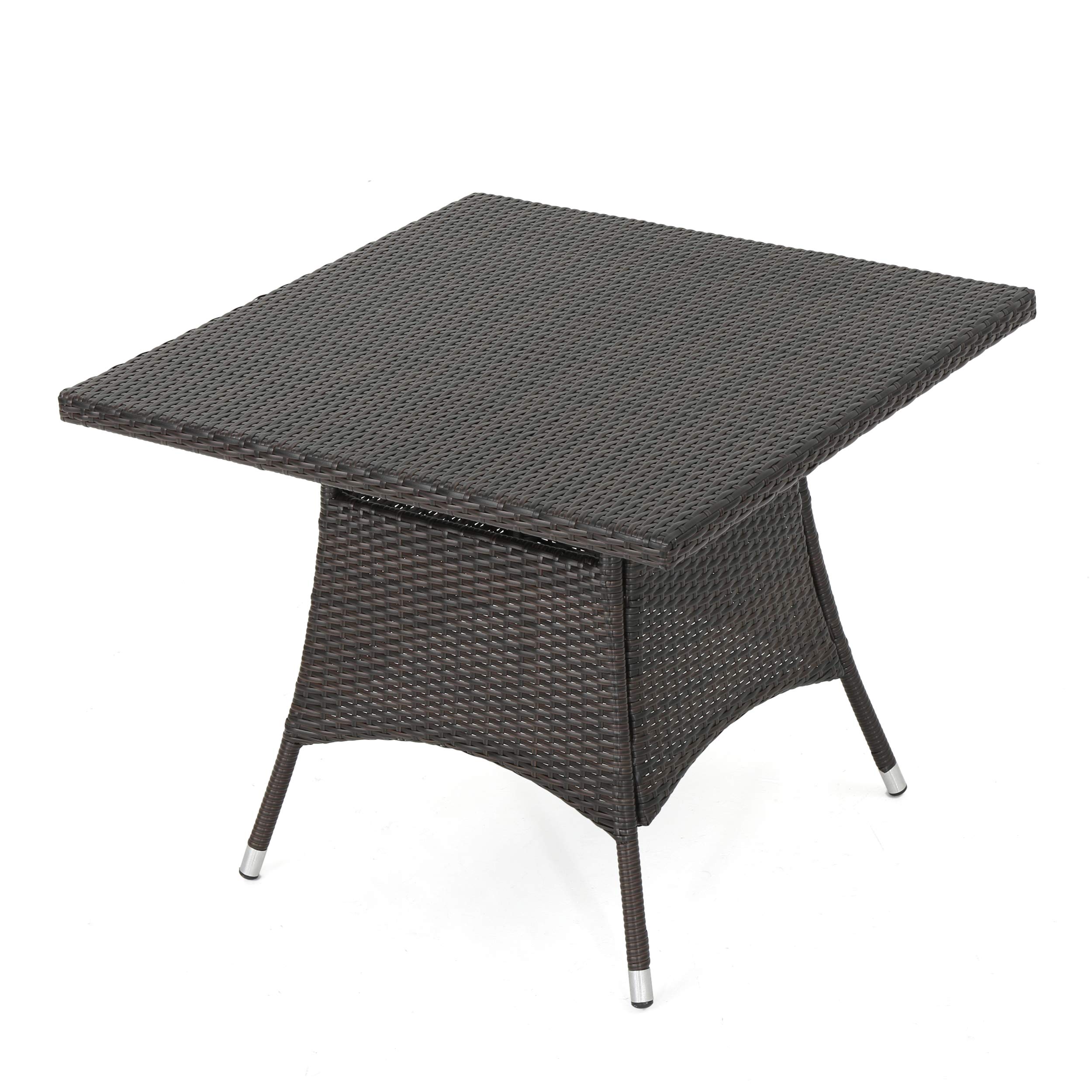 Christopher Knight Home Corsica PE Square Dining Table - 36 Inch, Multibrown Finish - Modern Indoor Outdoor Patio Furniture for Dining Room, Kitchen, Garden & Backyard