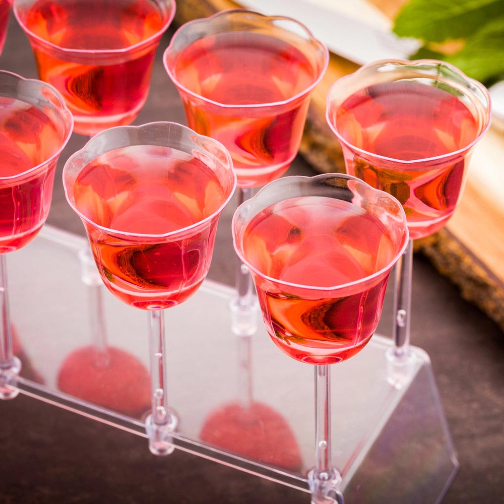 12-Pack 1 oz Tulip Shot Glasses with Display Stand - 11.25