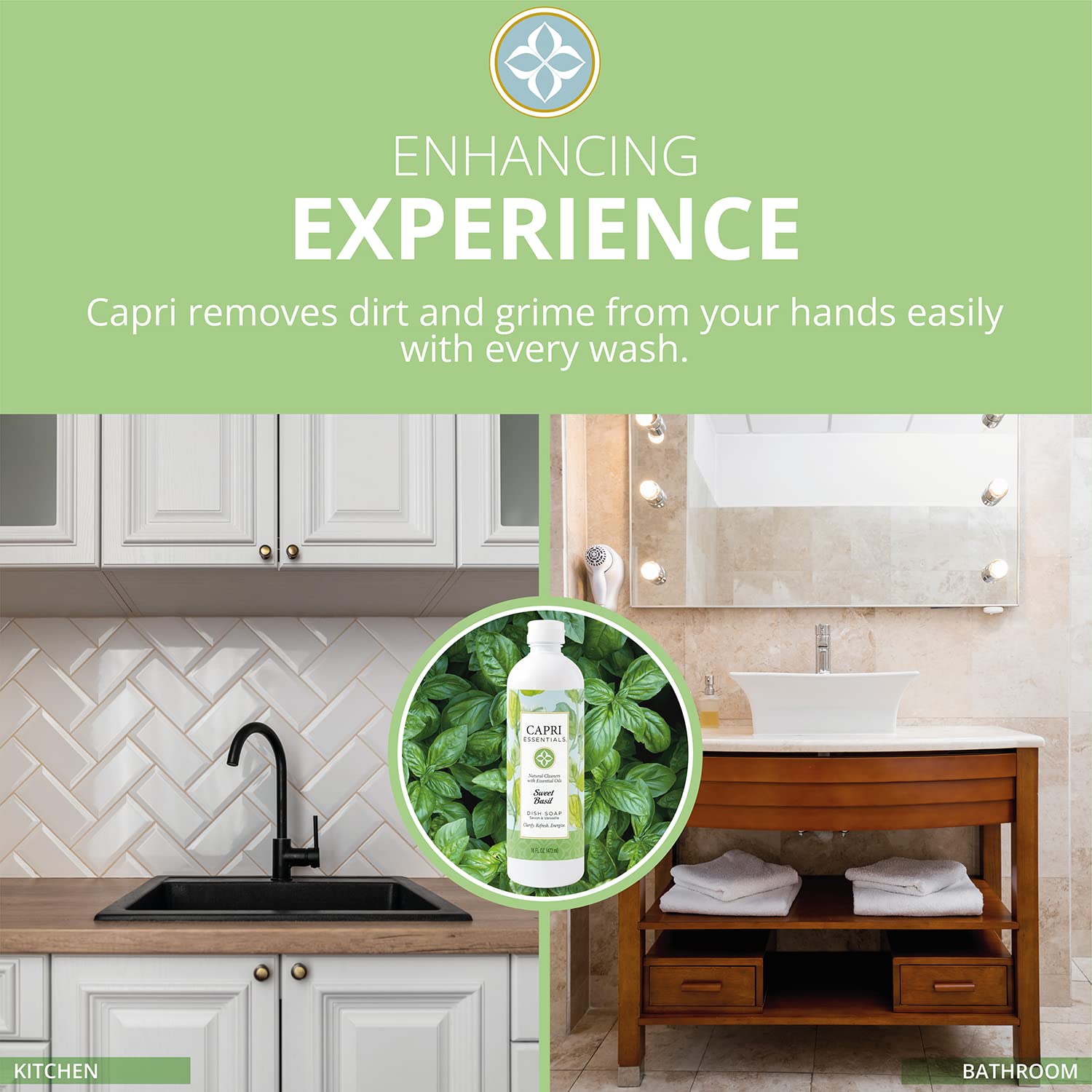 Sweet Basil Natural Hand Soap with Essential Oils | Plant-Based, Chemical-Free Liquid Hand Wash | Relaxing Aromatherapy Soap for Men & Women (16 oz) | Perfect for Kitchen, Bathroom & Office Use