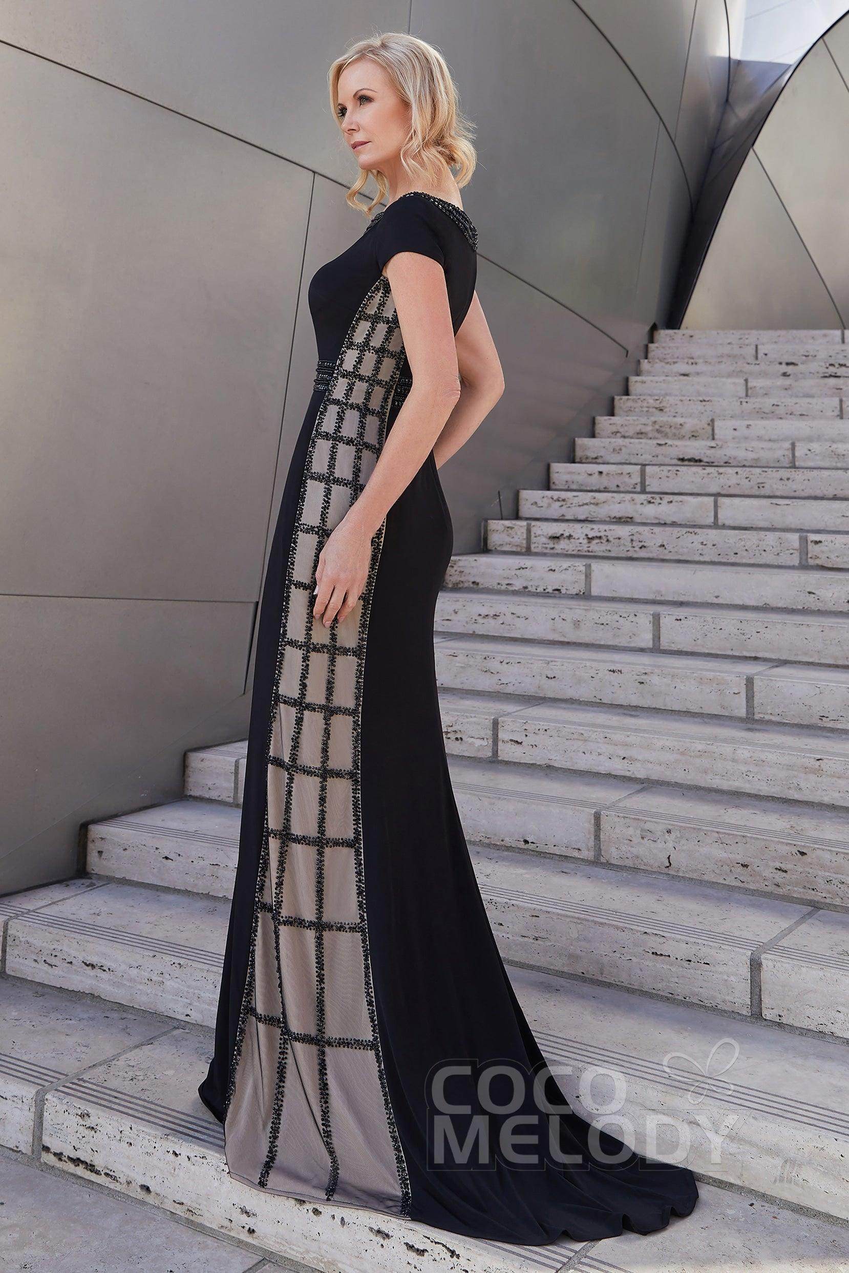 Mermaid Sweep Brush Train Knitted Fabric Dress PR3621CR - Elegant Evening Gown for Prom, Wedding & Special Occasions