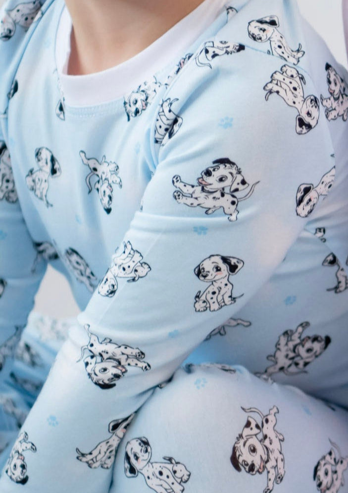 Blue Dalmatian Pajama Set for Women - Soft Cotton Sleepwear with Matching Top & Pants - Cute Animal Print PJs for Lounge, Sleepovers & Relaxing at Home