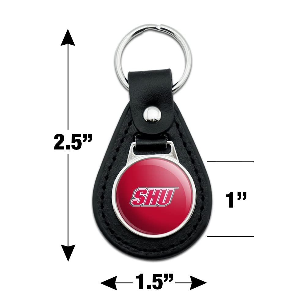 Sacred Heart University Black Leather Keychain with Primary Logo - Personalized College Keyring for Alumni, Students & Fans - Perfect for Gifts, Backpacks & Keychains