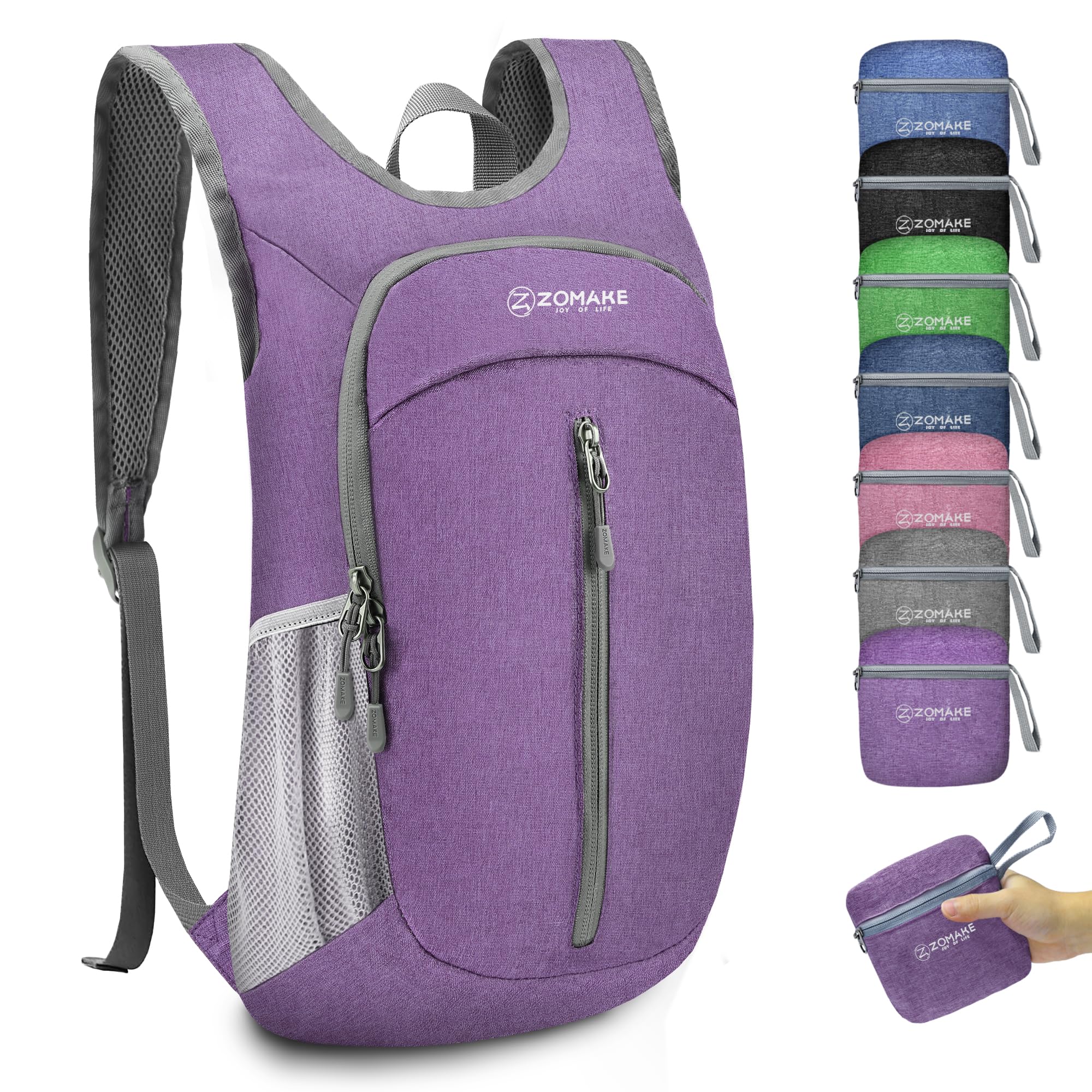 ZOMAKE 10L Lightweight Packable Backpack - Foldable Hiking Daypack for Travel, Camping & Outdoor Adventures | Compact Collapsible Backpack for Men & Women