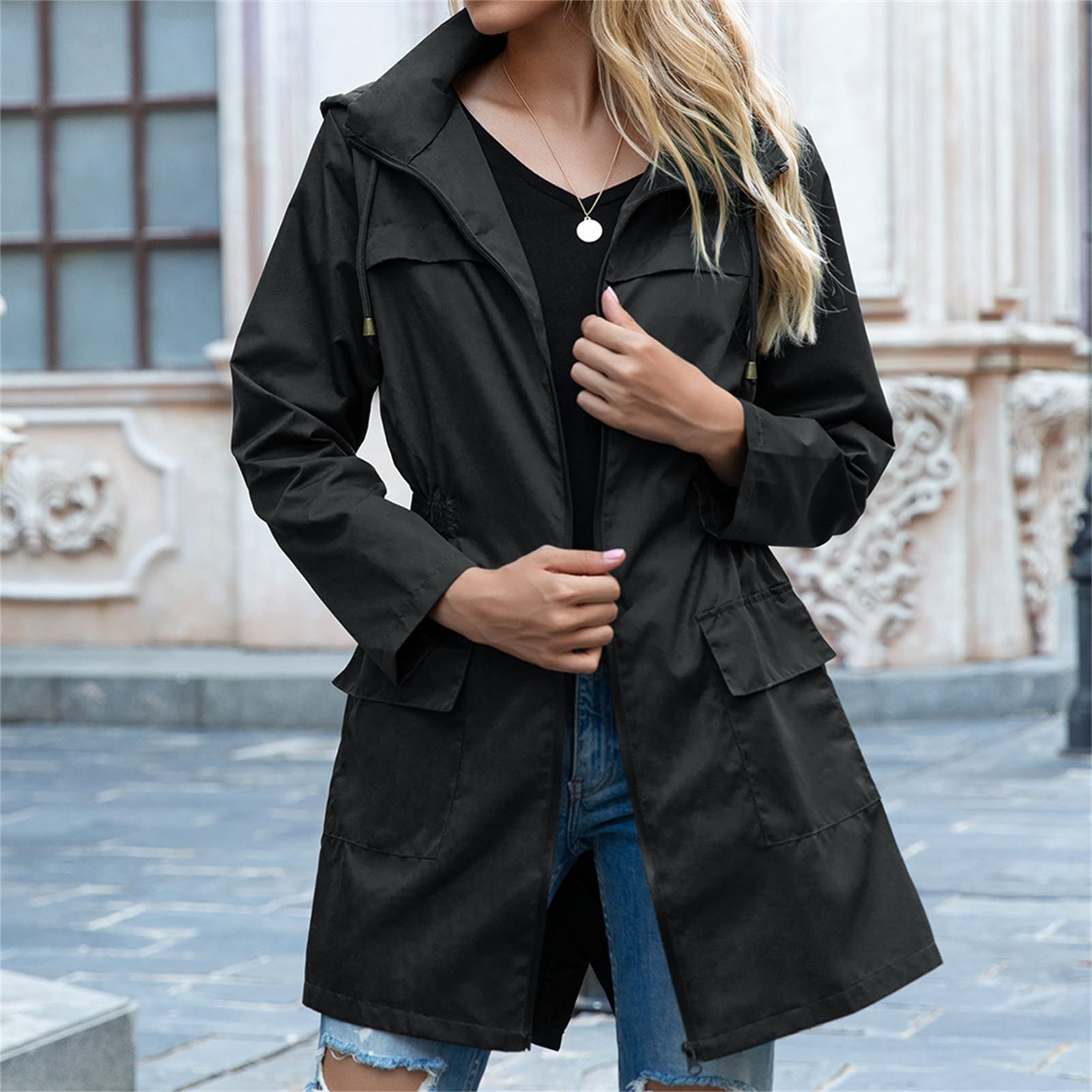 Women's Waterproof Raincoat with Hood - Lightweight Windbreaker Jacket for Outdoor Hiking, Travel & Daily Commute | All-Weather Protection for Rain & Wind