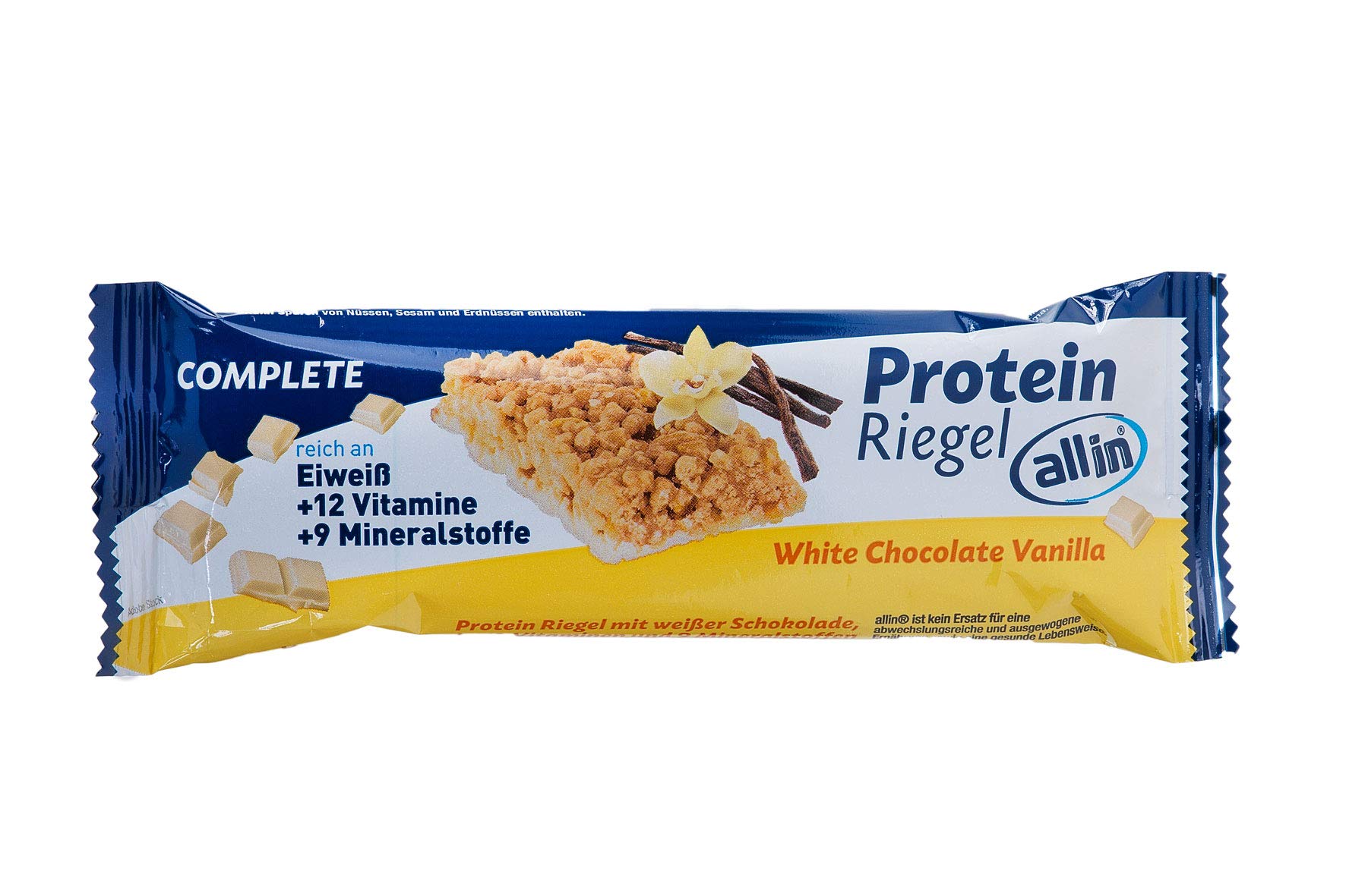 All in® COMPLETE Protein Bar White Chocolate & Vanilla 25-Pack (40g Each) - High Protein Snack with White Chocolate & Vanilla | Meal Replacement Bar for Fitness, Weight Loss & On-the-Go Nutrition | Perfect for Gym, Work & Healthy Lifestyle