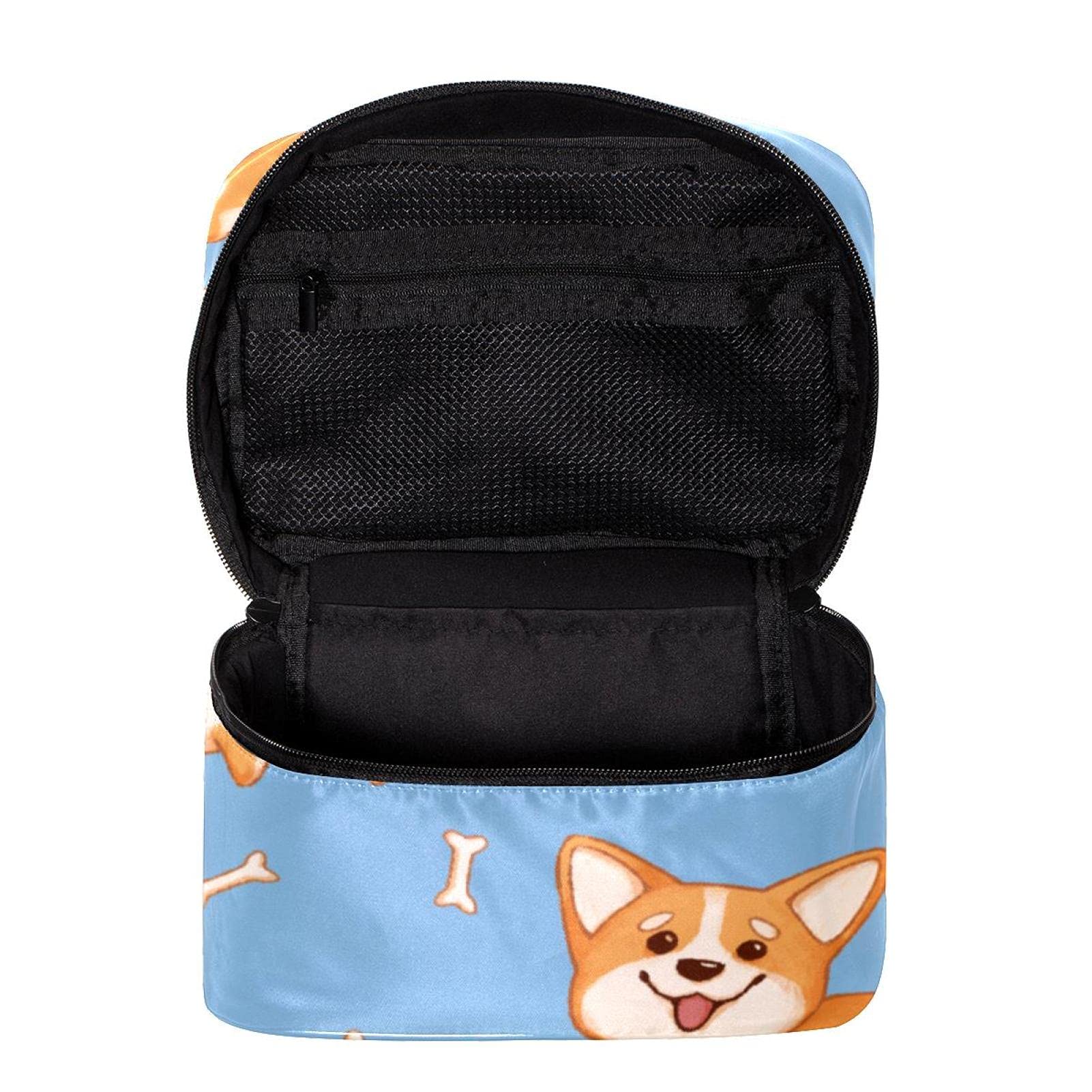 Cute Corgi Dog Pattern Large Travel Makeup Bag for Women - Waterproof Cosmetic Organizer with Zipper, Perfect for Toiletries, Makeup Storage & Travel Essentials - Ideal for Girls, Women, Travel & Daily Use