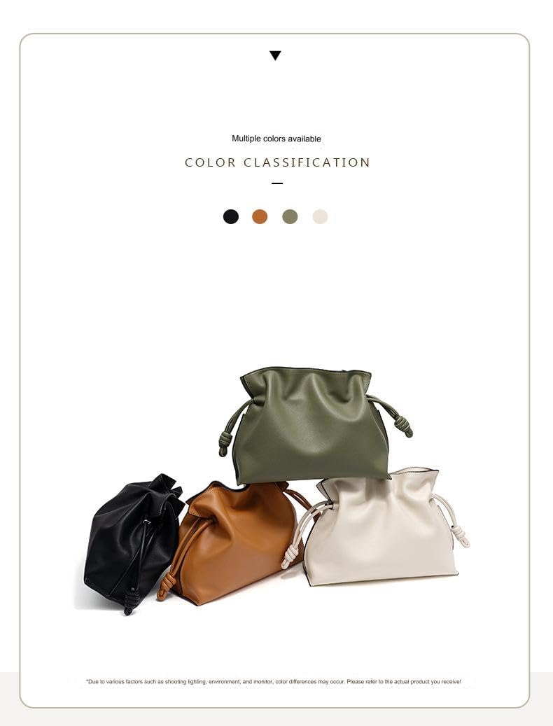 MOZEK Genuine Leather One-Shoulder Crossbody Bag - Korean Style Cloud Purse with Large Capacity | Perfect for Work, Travel & Daily Use (Lucky Bag Design)