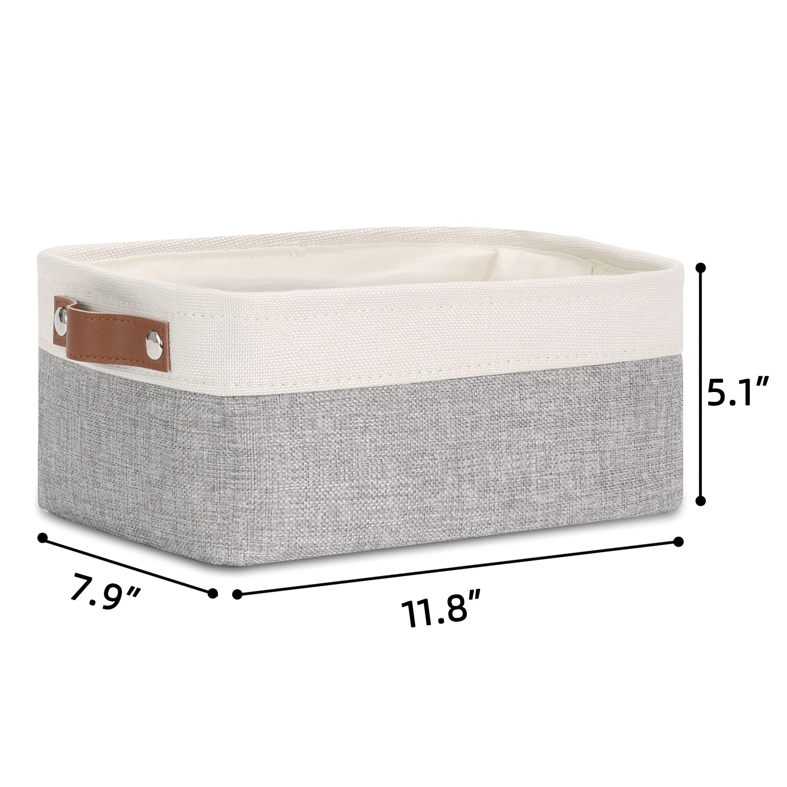 DULLEMELO Collapsible Fabric Storage Baskets - Foldable Organizer Bin for Shelves, Closets, Laundry & Nursery | Decorative Gift Basket in White & Gray | Perfect for Home Organization & Baby Room Storage