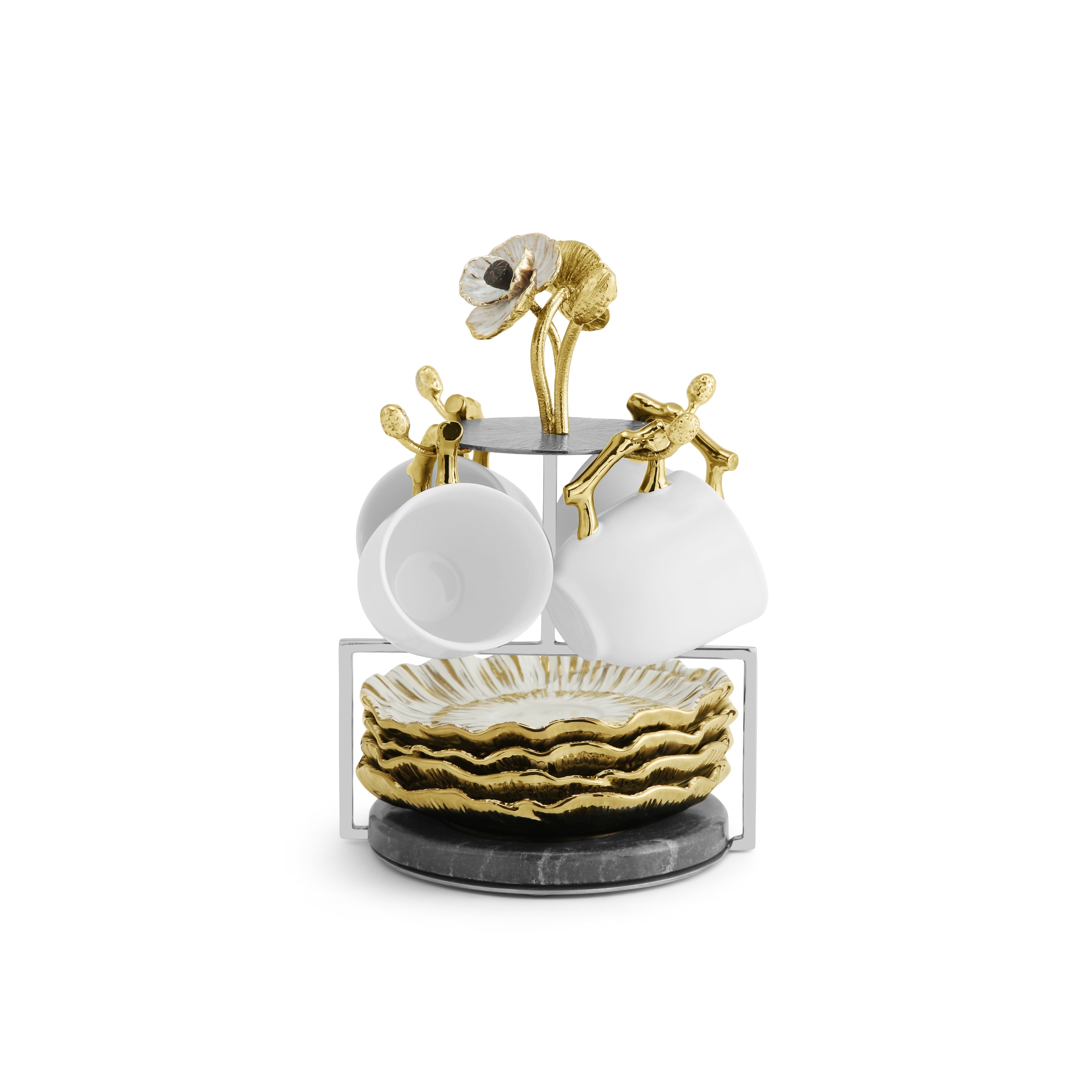 Anemone Demitasse Set - Elegant Floral Espresso Cups and Saucers for Coffee Lovers | Perfect for Home, Cafe & Gift Giving