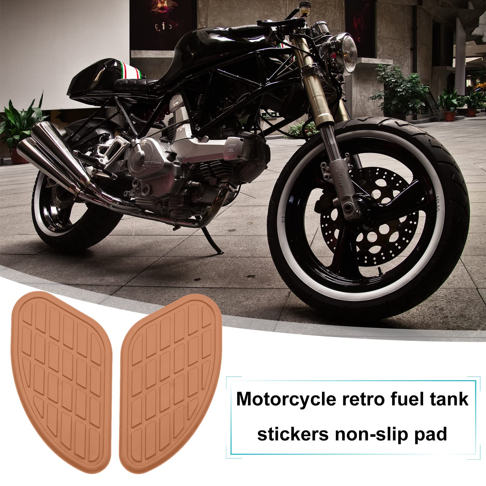 Anti-Slip Motorcycle Tank Traction Pad - Rubber Knee Grip Decal for Enhanced Riding Stability & Fuel Tank Protection (Brown) - Perfect for Cruiser, Sport & Adventure Bikes