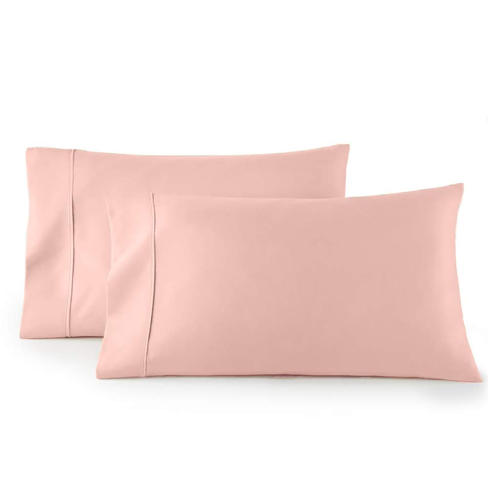 Royal Tradition 100% Cotton 300 Thread Count Pillowcases Set of 2 - Standard/Queen Size, Soft & Breathable Blush Pink Pillow Covers for Bedroom, Hotel, or Guest Room Decor