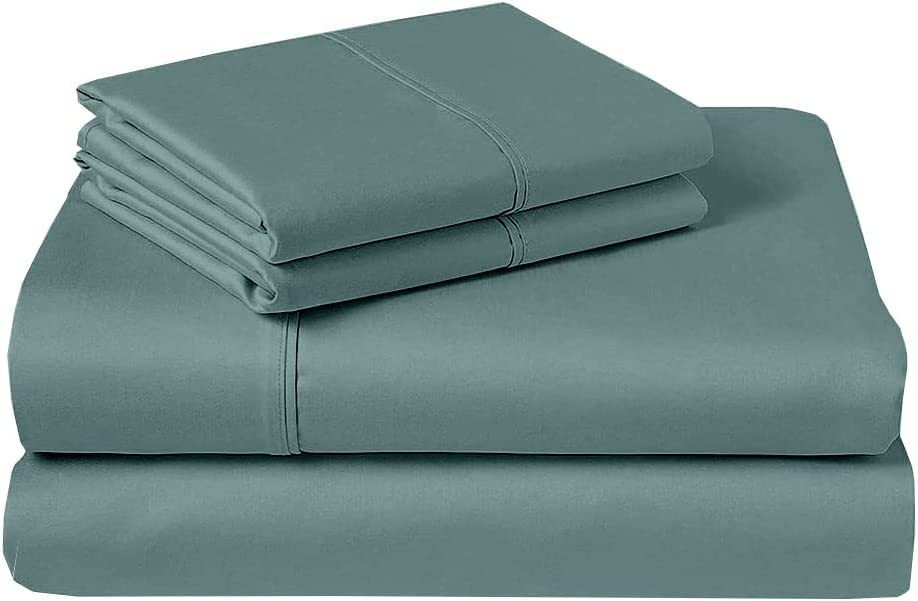 Premium Twin XL Sheet Set - 100% Cotton Breathable & Cooling Bed Sheets - 15 Inch Deep Pocket Fitted Sheet - Perfect for College Dorm, Guest Room & Hot Sleepers (Cadet Blue Solid)