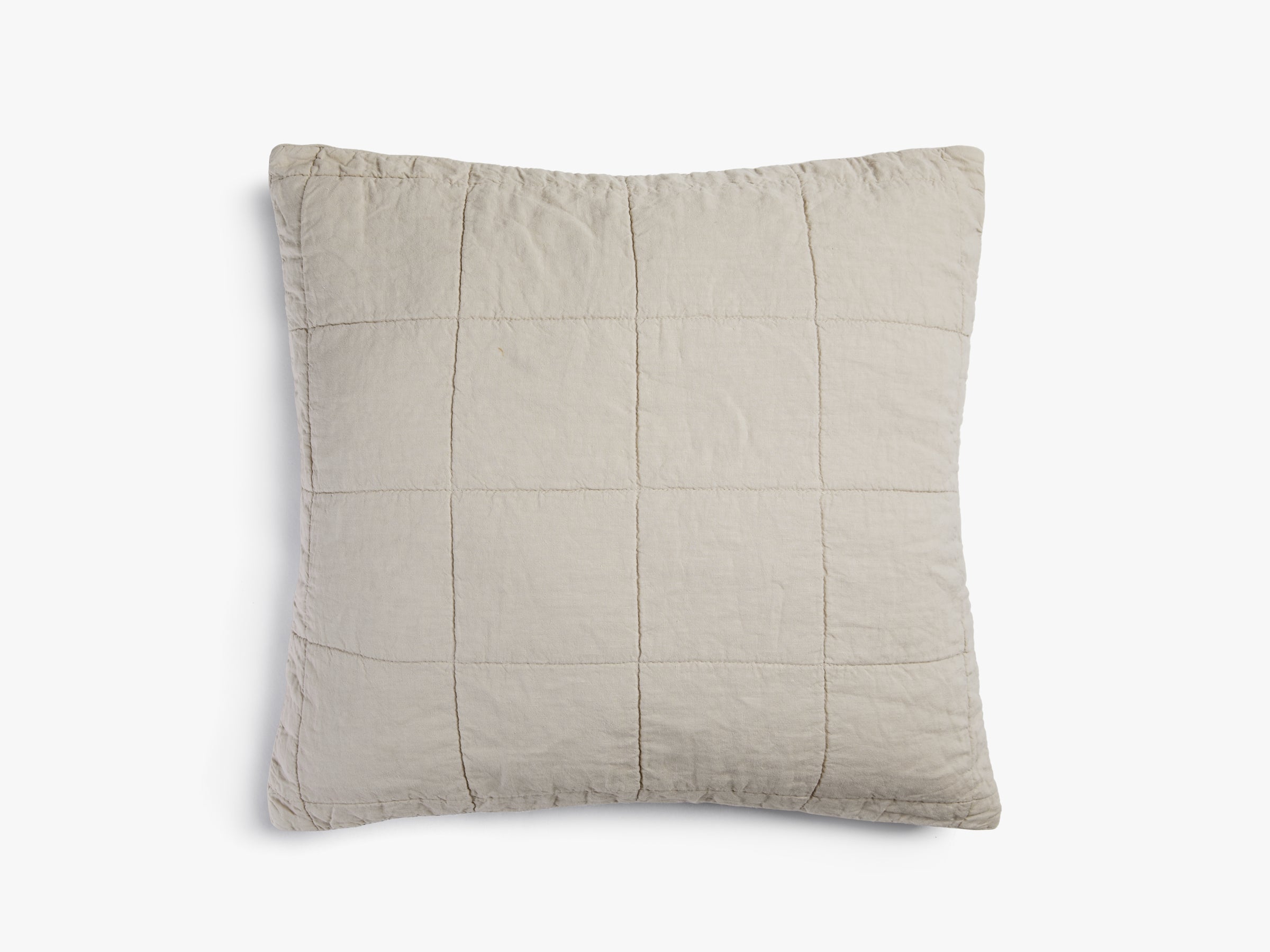 Linen Box Quilted Euro Sham Pillow Cover - Bone White - 26x26 Inches - Decorative Bedding for Master Bedroom, Guest Room & Home Staging