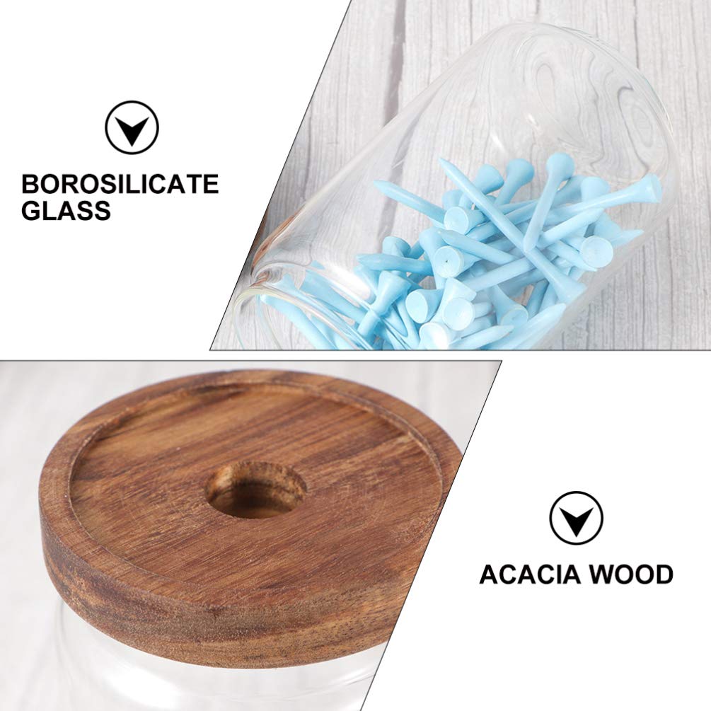 DOITOOL 3-Piece Glass Grain Storage Jars with Wooden Lids - Airtight Food Containers for Tea, Coffee, Dried Fruits, Spices & Pantry Organization | Perfect for Kitchen, Office & Home Decor