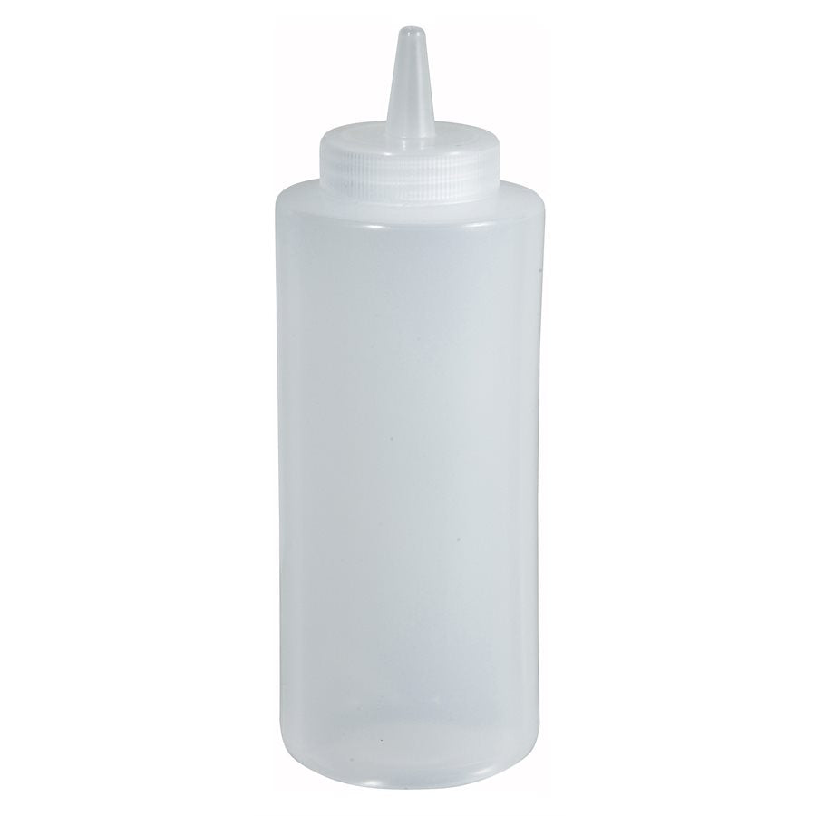 Winco 24 Oz Clear Plastic Squeeze Bottles - 6 Pack (PSB 24C) - Perfect for Condiments, Sauces, Oils & Kitchen Use