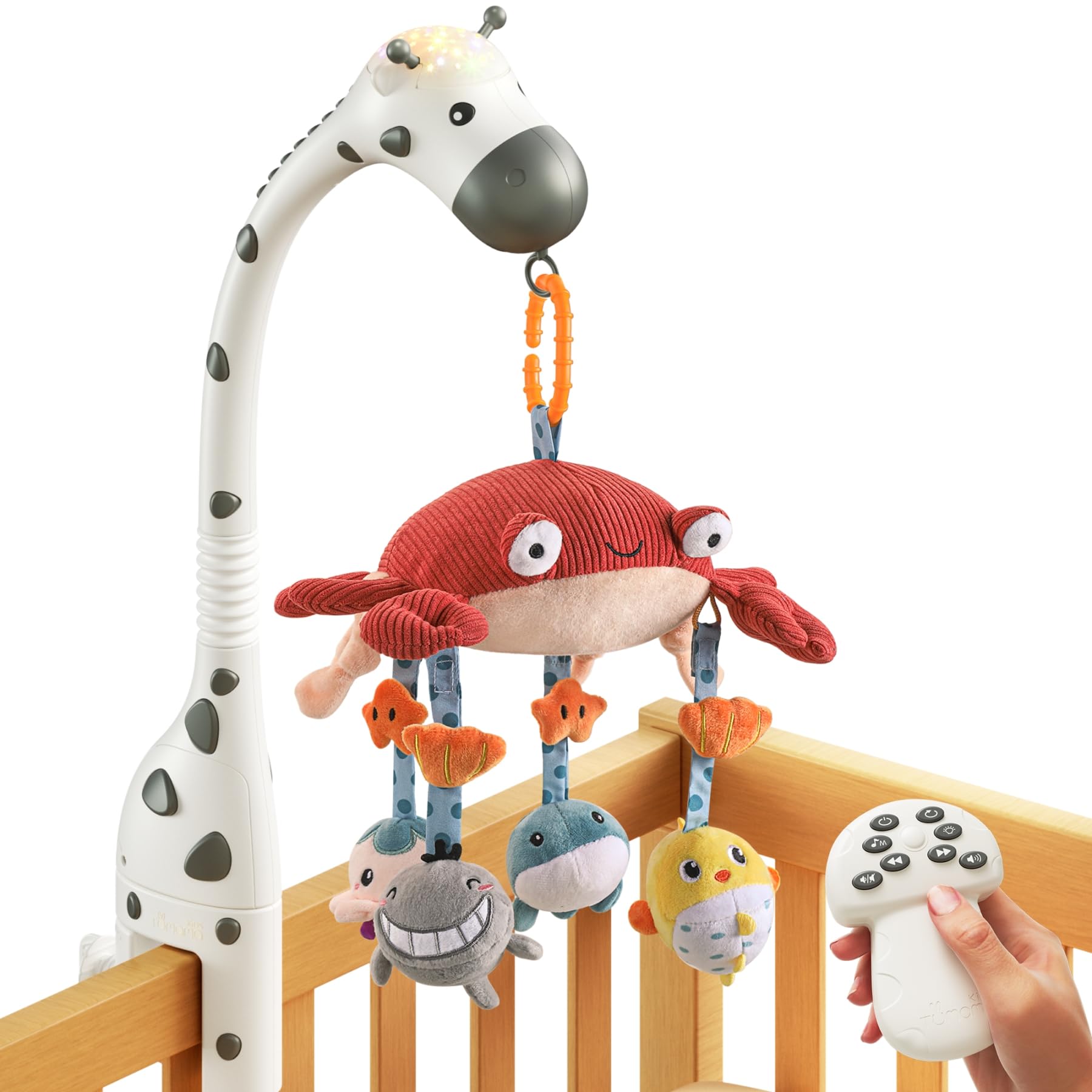 TUMAMA Baby Crib Mobile with Night Light & Music - 3-in-1 Remote Control Giraffe Toy for Newborns 0-9 Months - Perfect Nursery Gift for Soothing Sleep