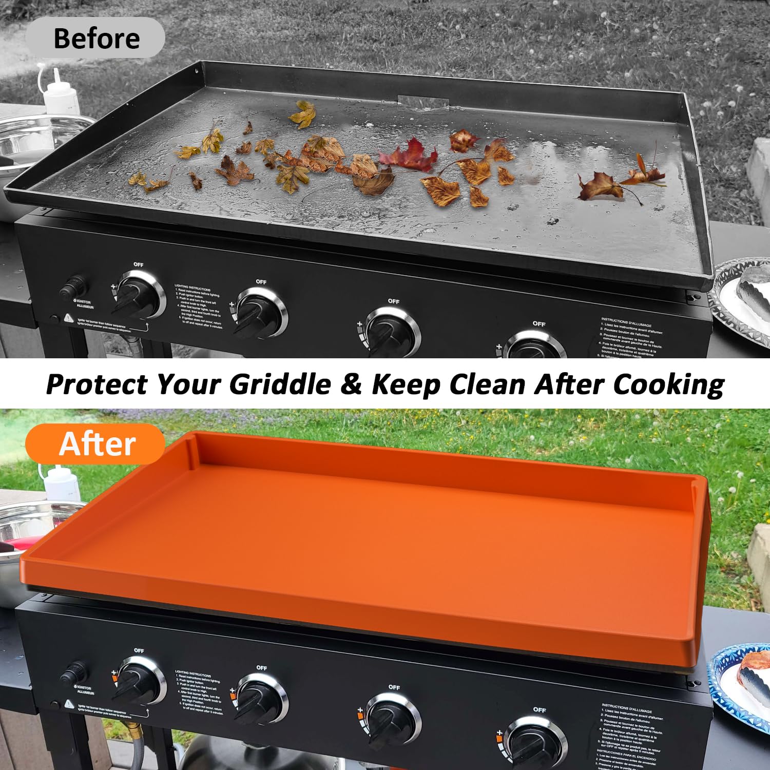Upgraded 36-Inch Silicone Grill Cover for Blackstone Griddle & Weber BBQ - Full-Edge Protection Against Rodents, Insects, Debris & Rust - Durable Outdoor Cooking Mat for Patio, Backyard & Camping