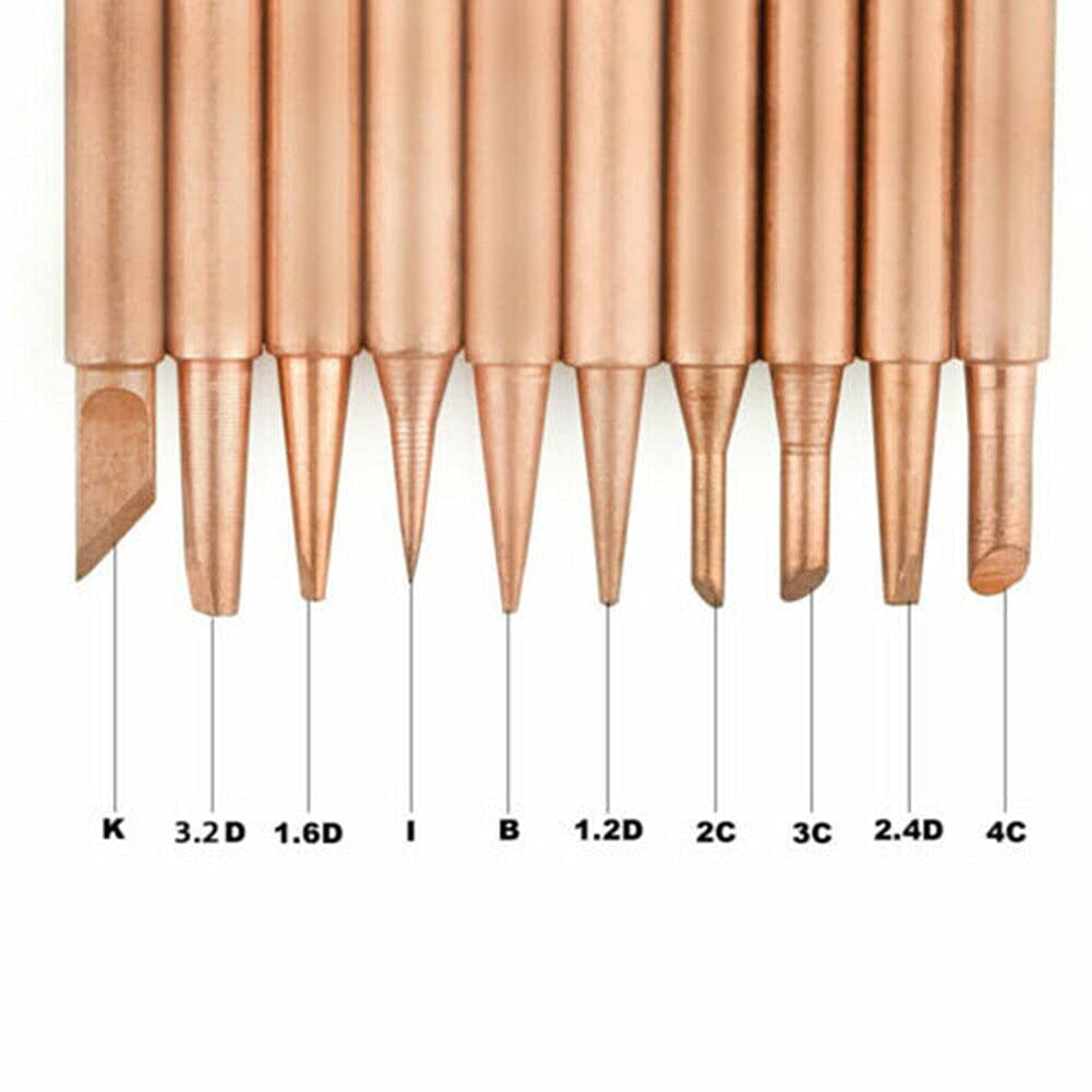 10pcs Pure Copper Soldering Iron Tips Replacement Set for M.C Series - High-Quality Welding Tool Accessories for Electronics Repair and DIY Projects