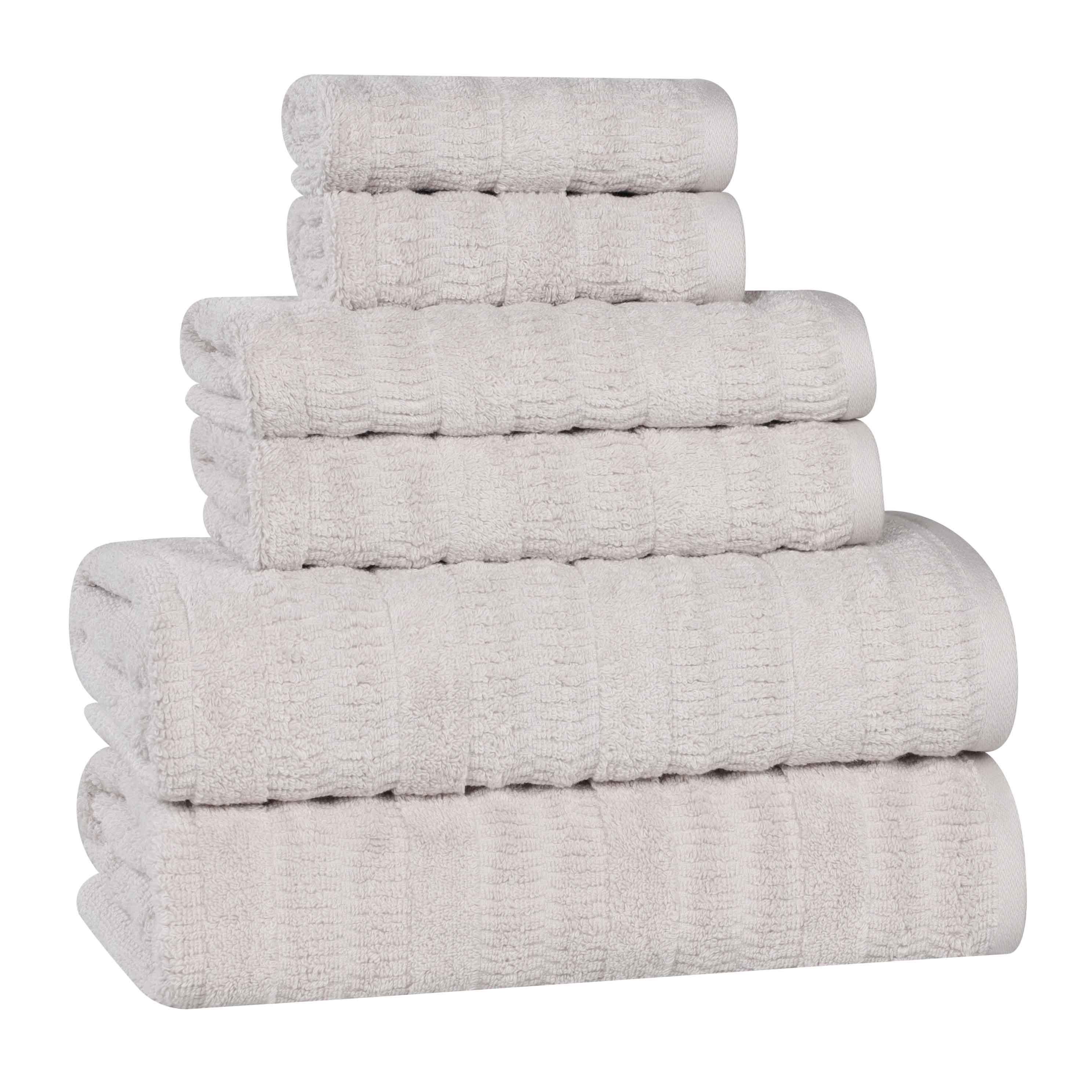 Premium 6-Piece Cotton Towel Set - Soft, Absorbent & Quick-Drying Bath Towels for Spa, Gym & Luxury Home Use - Mika Smart Twist Vertical Ribbed Design