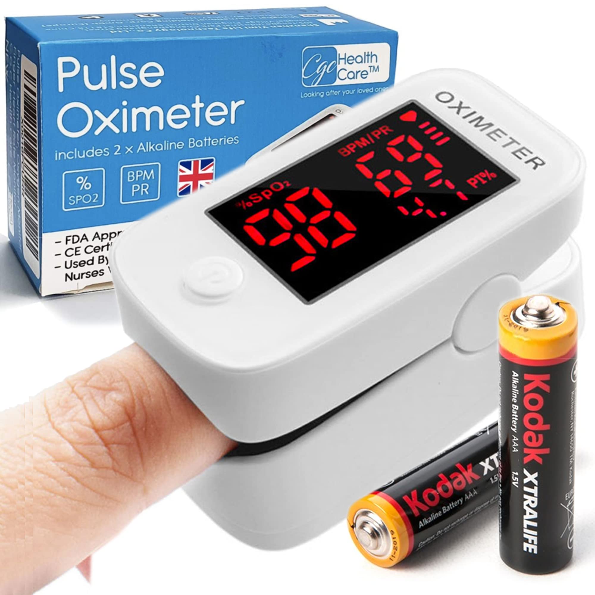 2025 Pulse Oximeter - FDA & CE Approved Finger Oxygen Monitor with Heart Rate & SpO2 Tracking - Professional Medical Grade Blood Oxygen Saturation Monitor for Hospitals, Doctors & Nurses - Includes Batteries - Perfect for Home Health Monitoring, Fitness Training & High-Altitude Activities