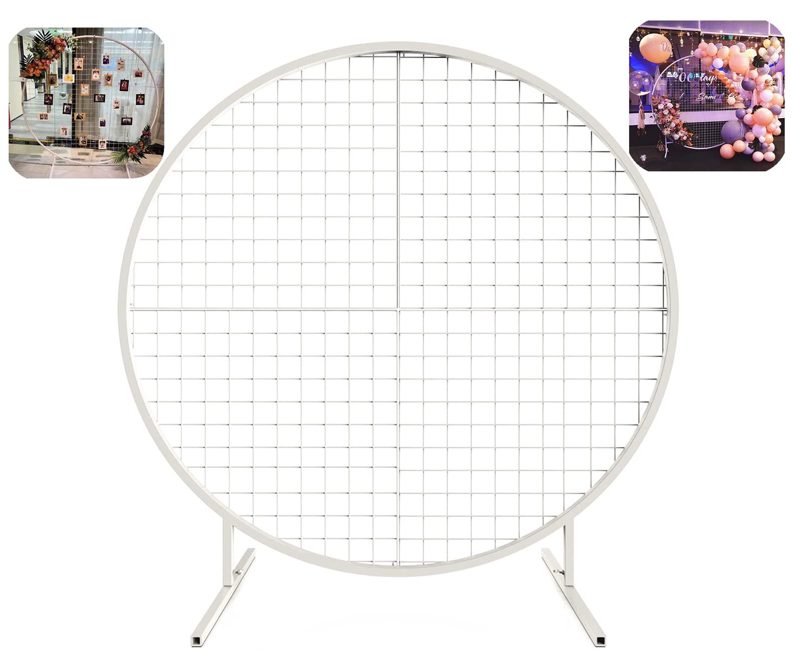 LANGXUN 5ft White Metal Round Balloon Arch Kit - Circle Mesh Arch Stand for Wedding, Birthday, Baby Shower & Graduation Decorations | Elegant Photo Backdrop for Party Events & Celebrations