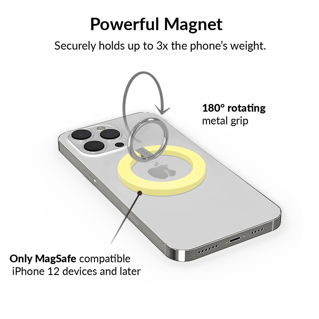 Butter Yellow MagSafe Grip Ring - Magnetic Phone Holder for iPhone 12/13/14/15 Pro Max - Perfect for Driving, Workouts & Hands-Free Use